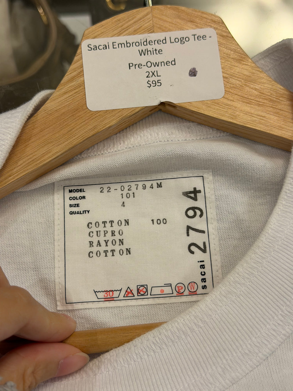 Sacai Embroidered Logo Tee -White