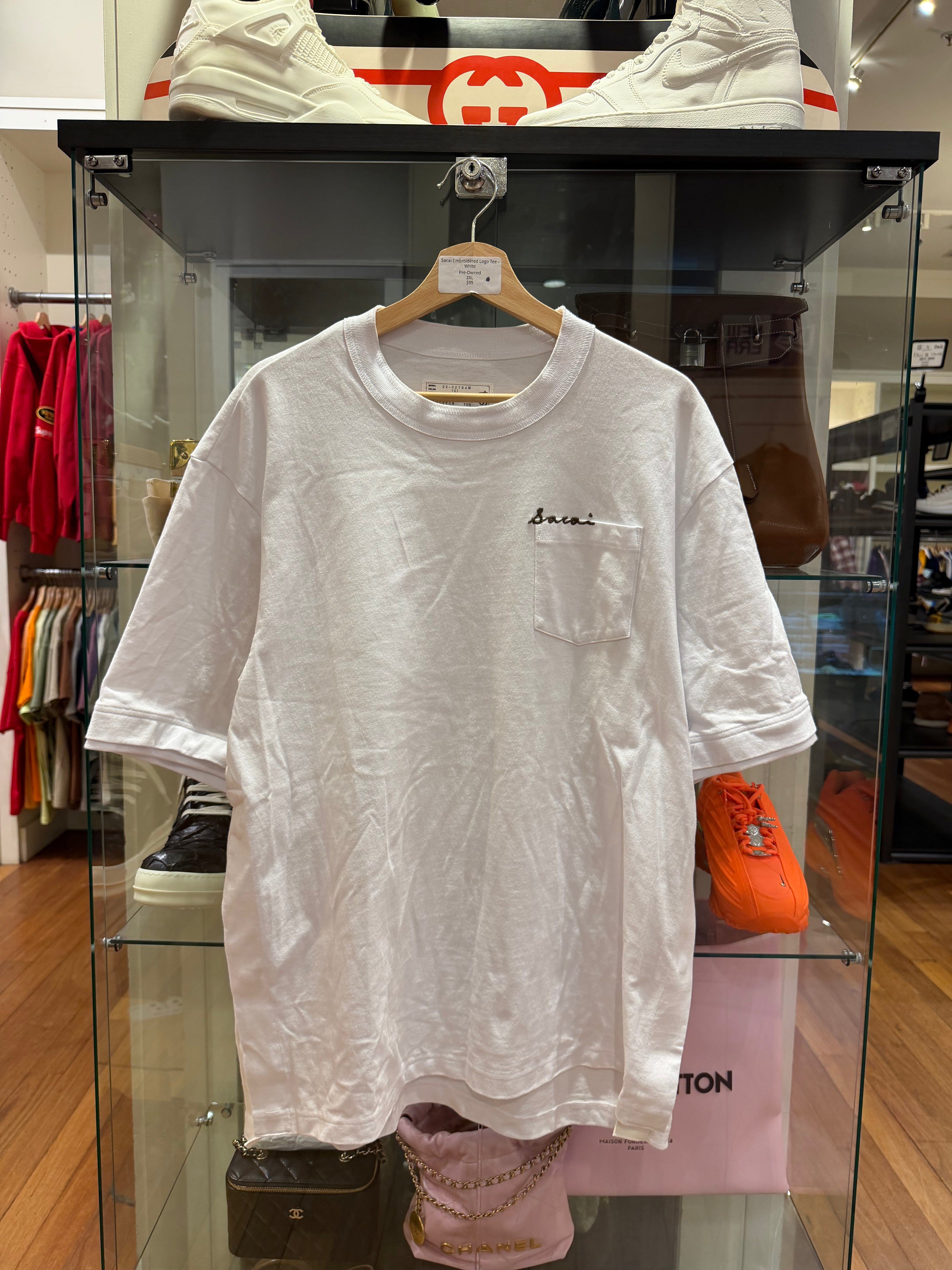 Sacai Embroidered Logo Tee -White
