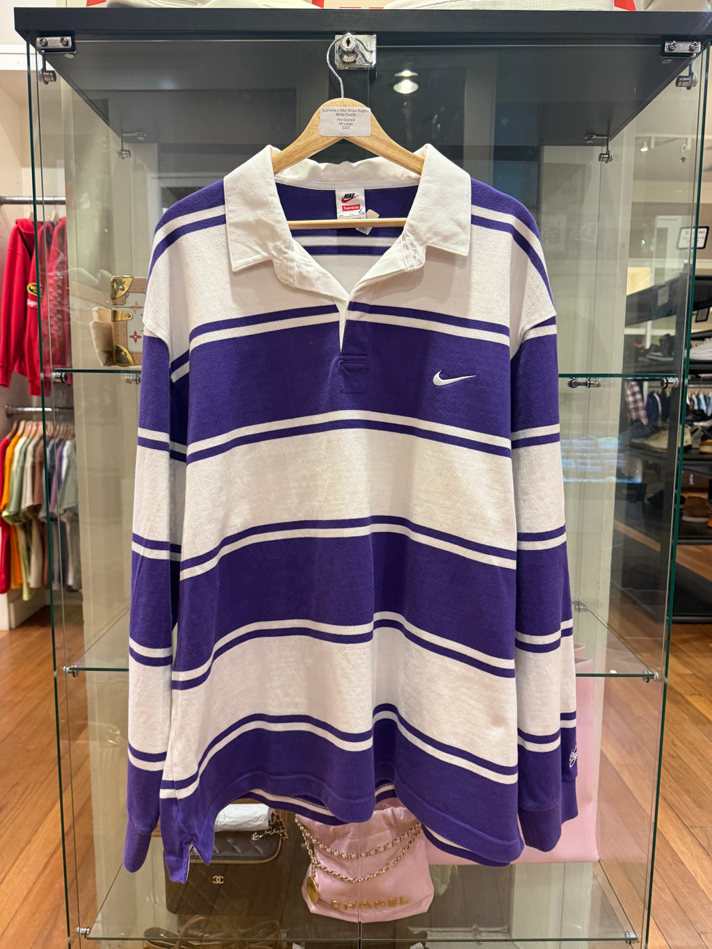 Supreme × Nike Stripe Rugby -White Purple