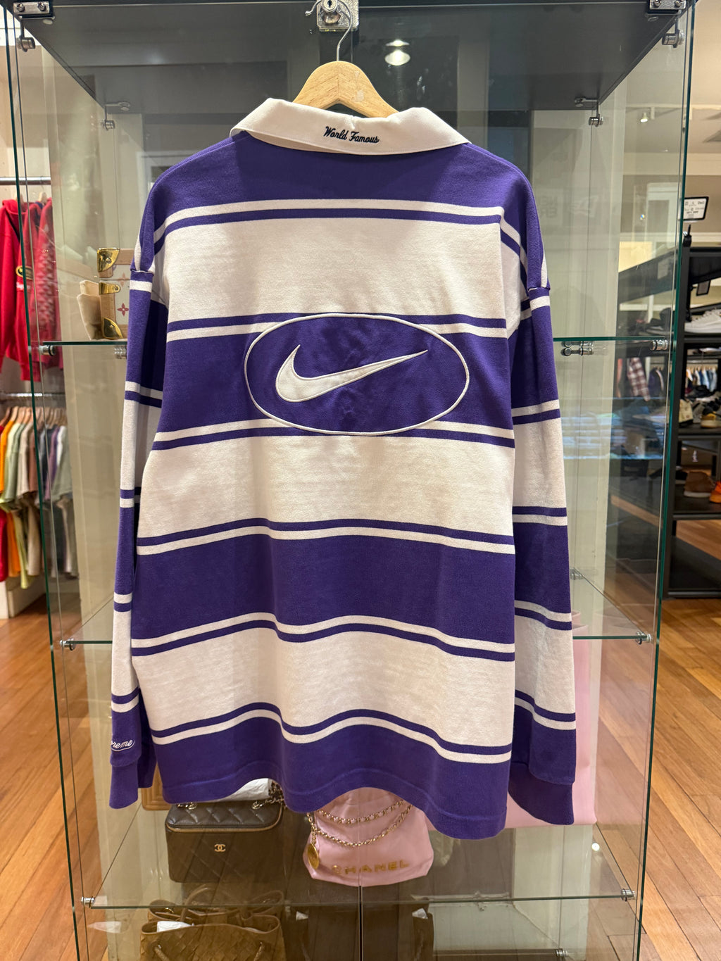 Supreme × Nike Stripe Rugby -White Purple