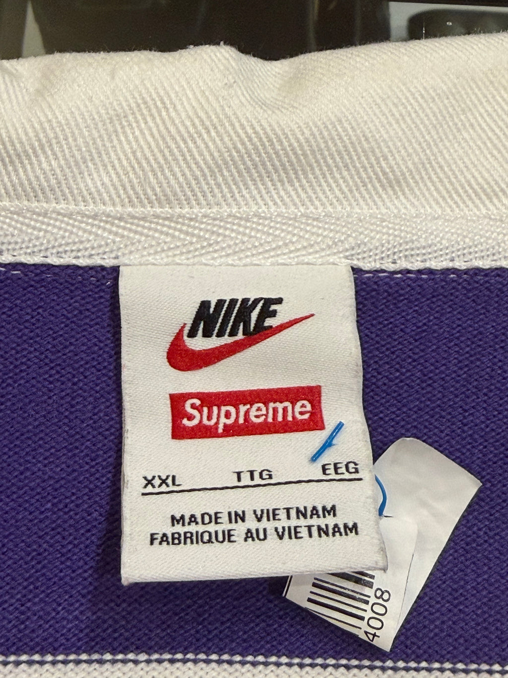 Supreme × Nike Stripe Rugby -White Purple