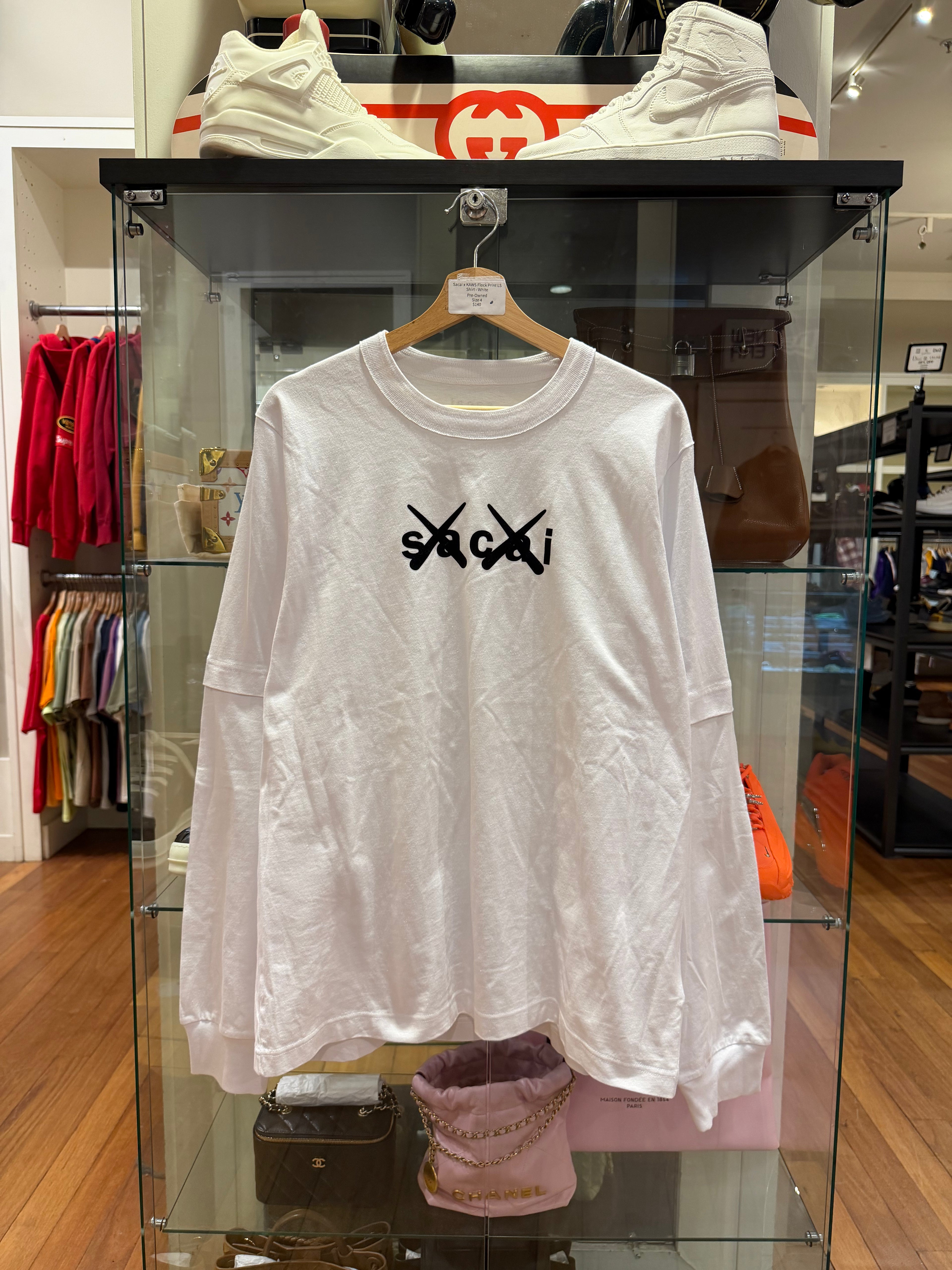 Sacai x KAWS Flock Print LS Shirt - White