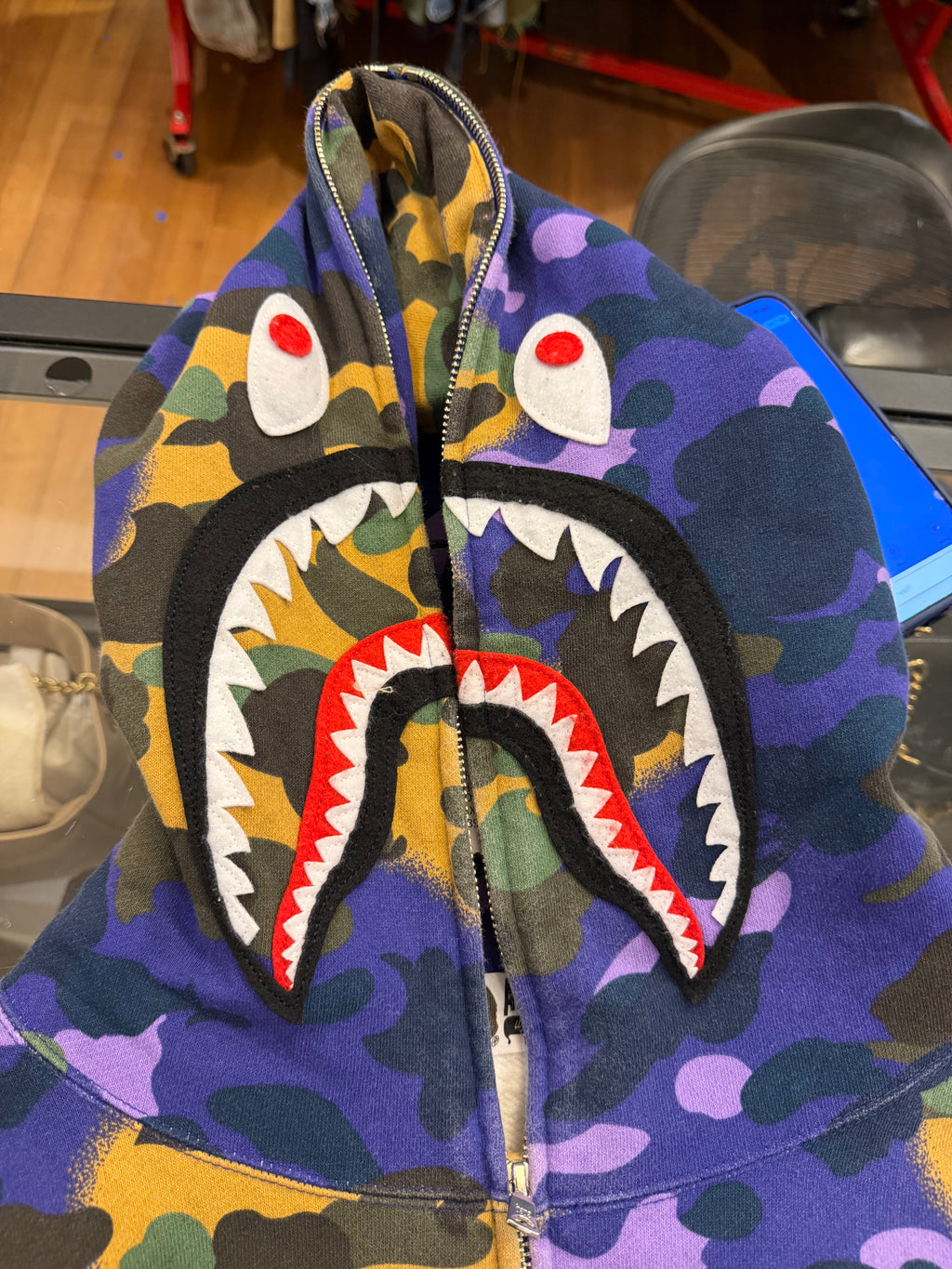 Bape x Heron Preston Mix 1st Camo Shark Relaxed Fit Full LIP HoodIe