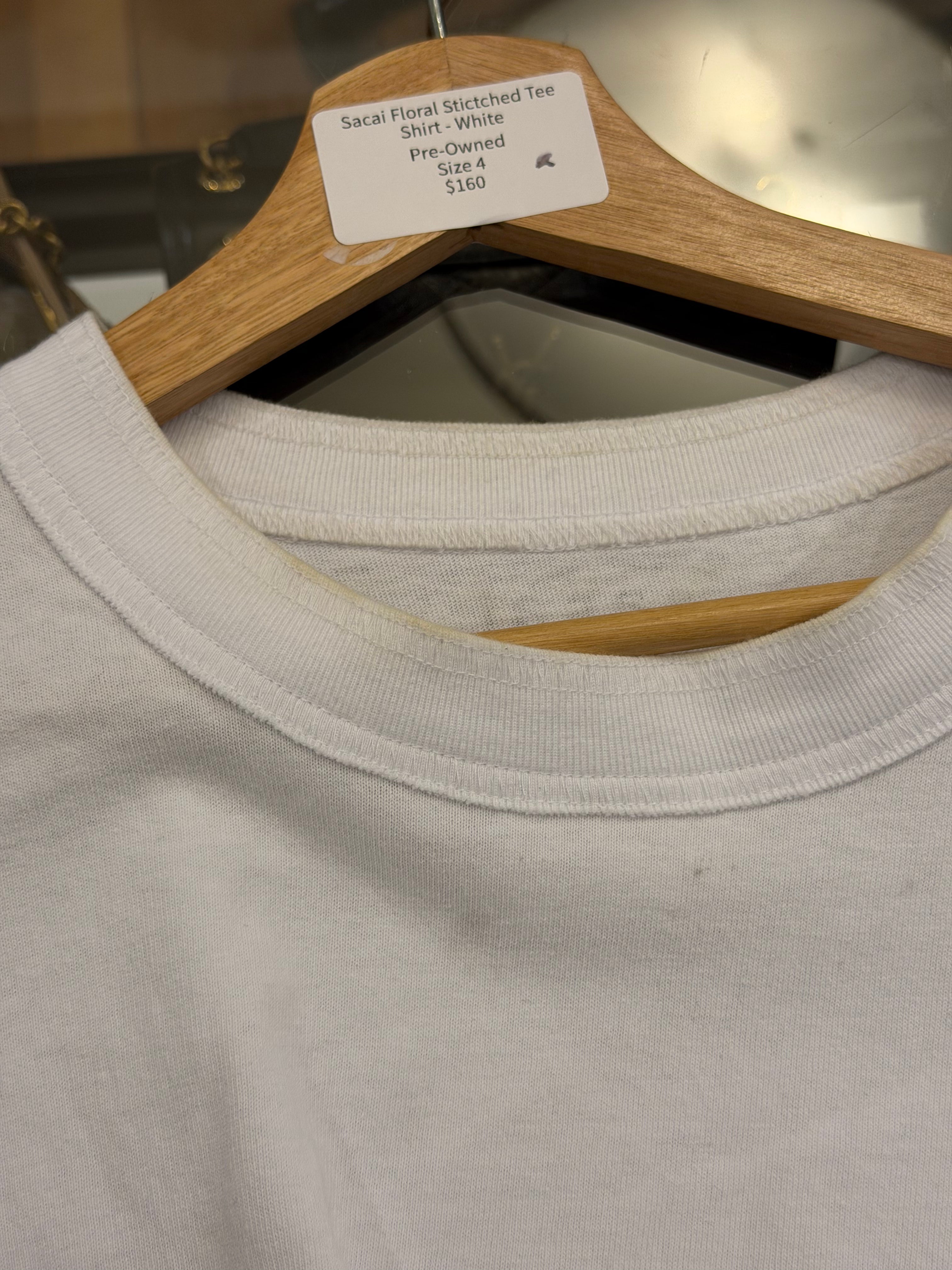 Sacai Floral Stictched TeeShirt - White