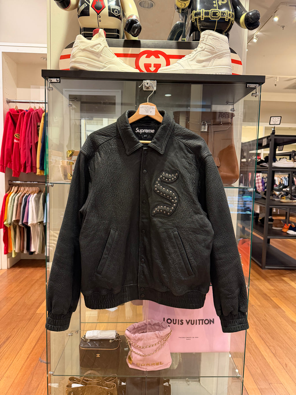 Supreme FW21 Pebbled Leather Varstiy Jacket - Black