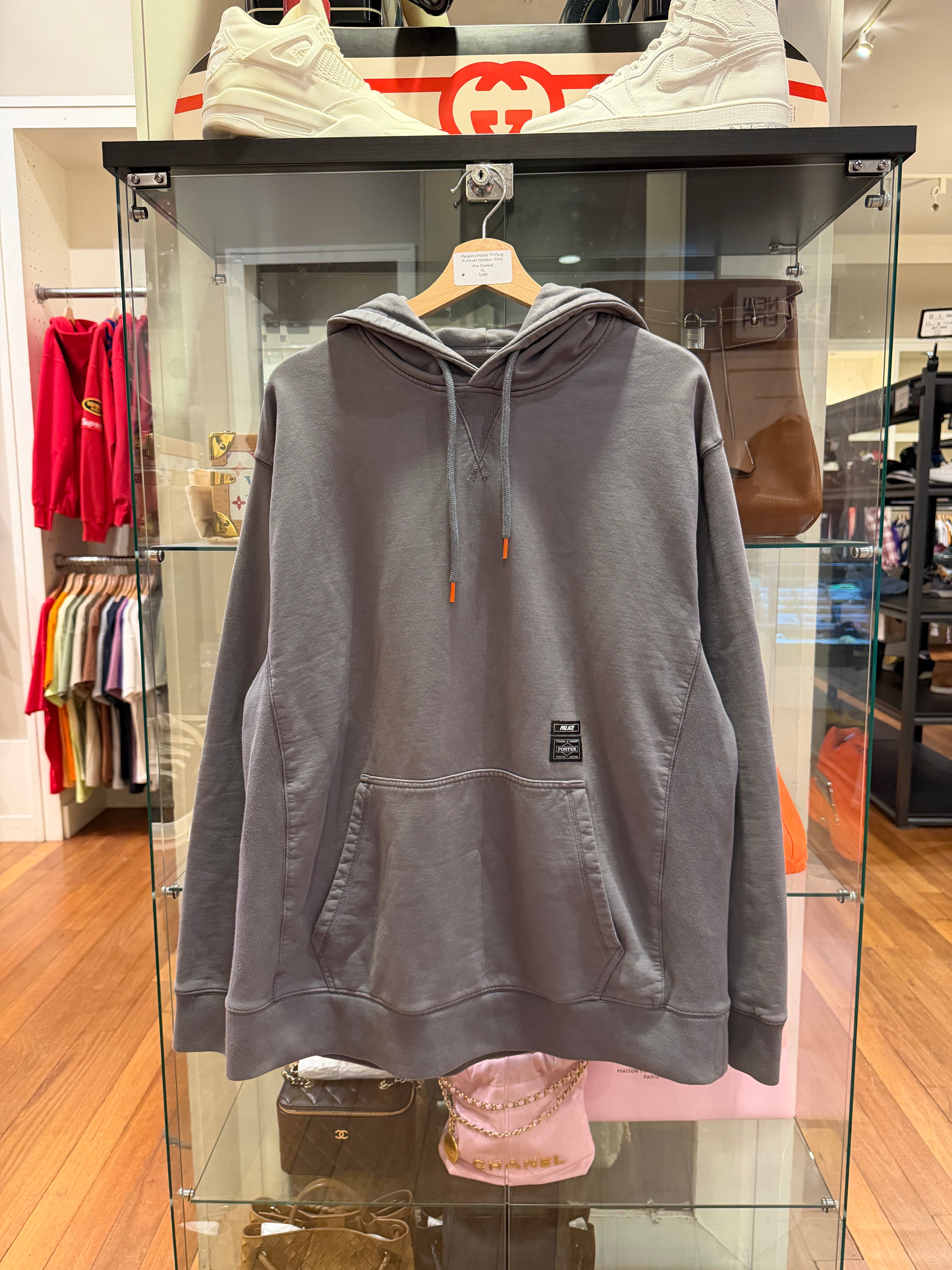 Palace x Porter Tri-Ferg Pullover Hoodie - Grey
