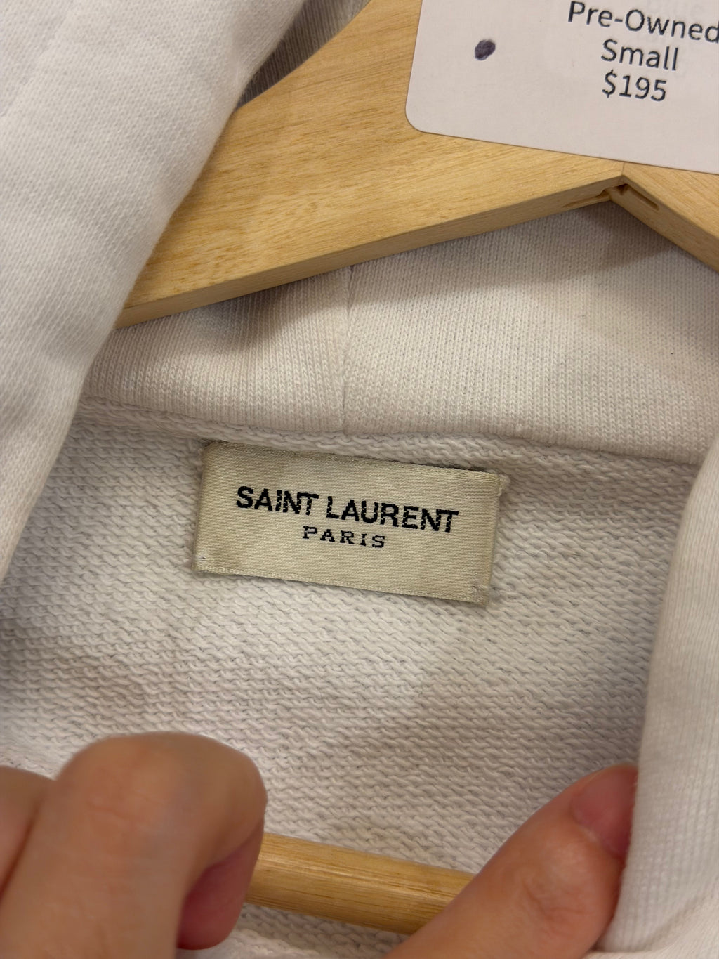 Saint Laurent Logo Hoodie -White