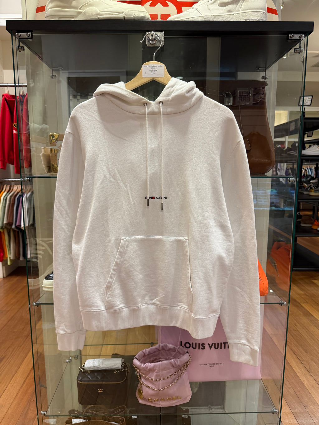 Saint Laurent Logo Hoodie -White