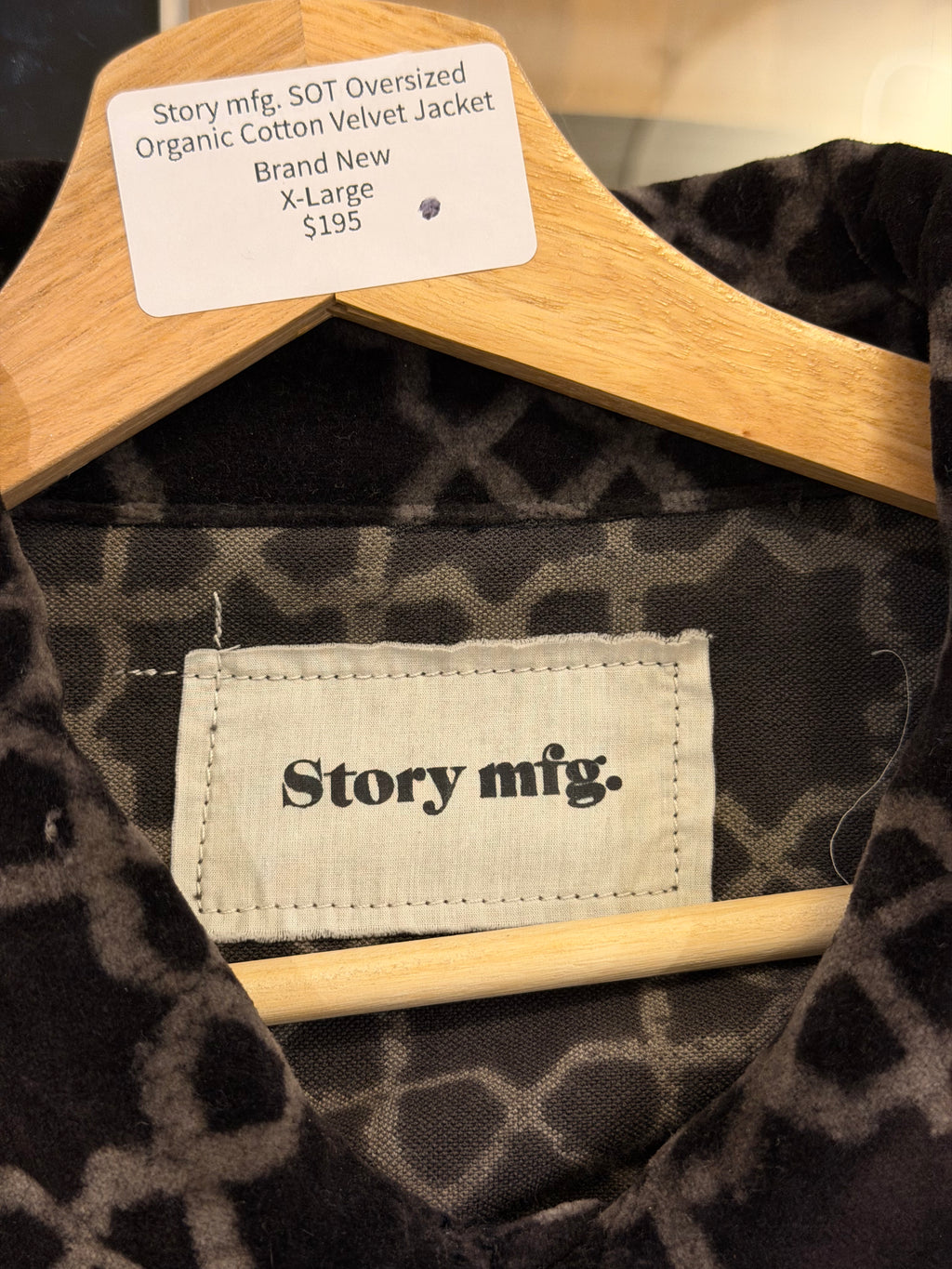 Story mfg. SOT Oversized Organic Cotton Velvet Jacket