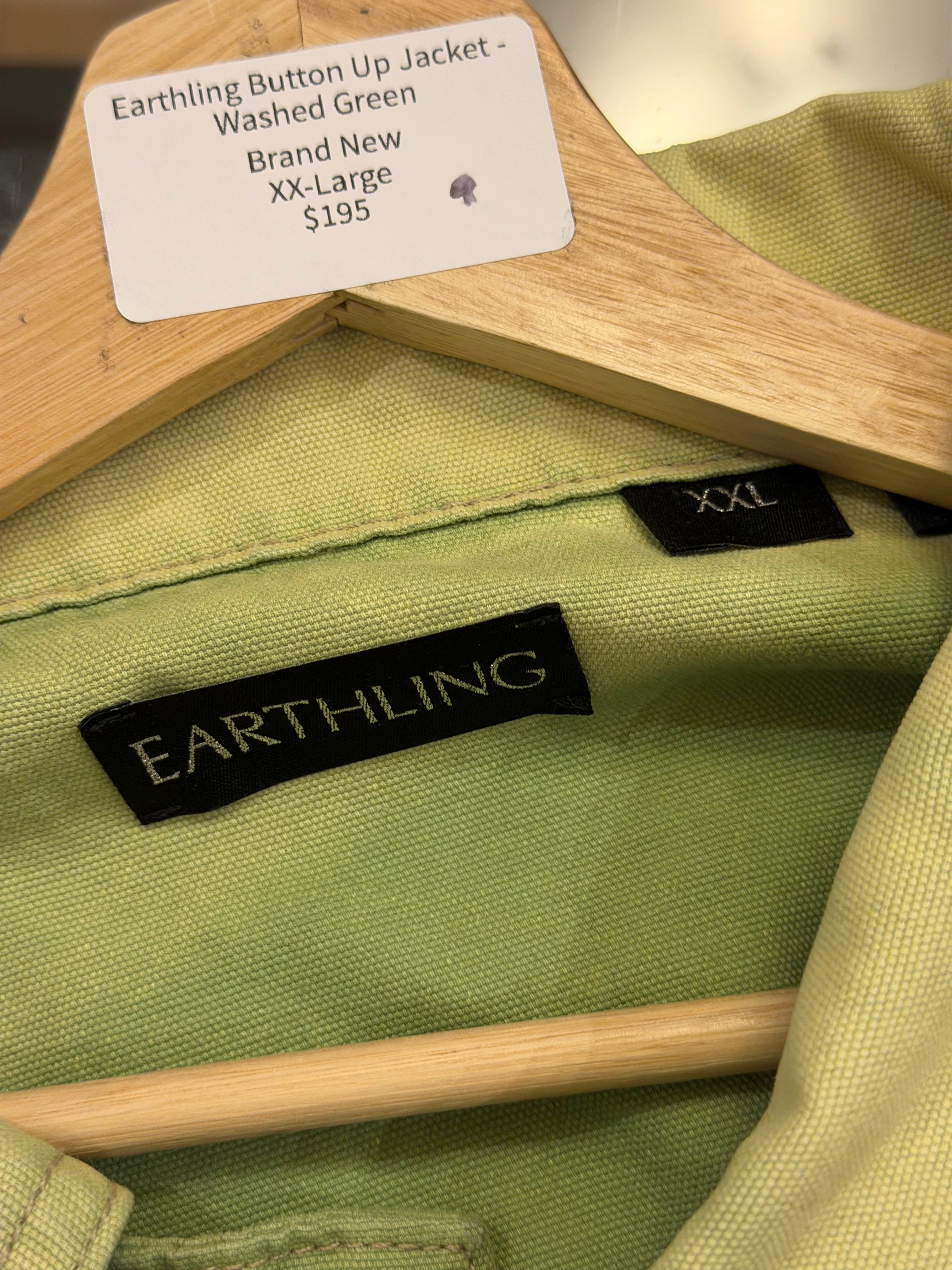 Earthling Button Up Jacket -Washed Green