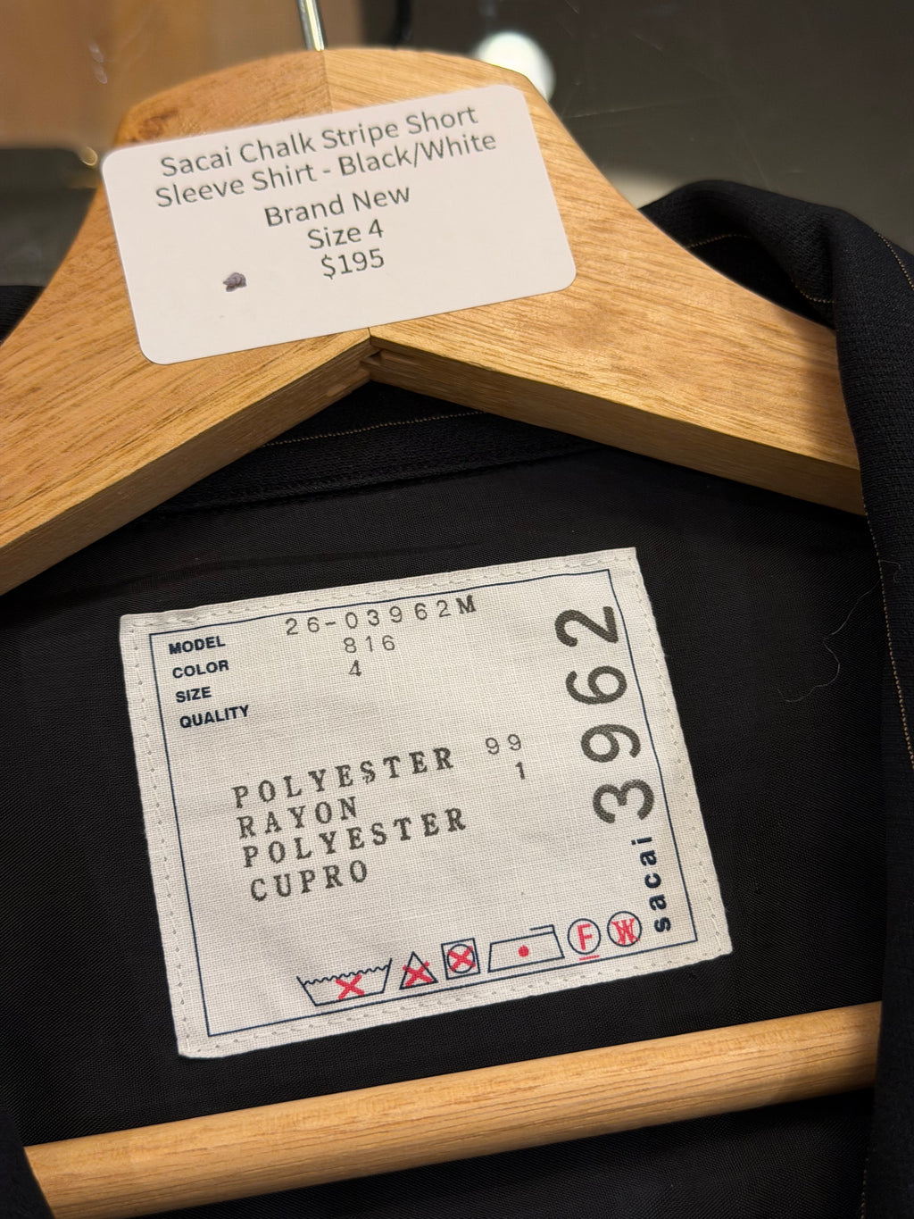Sacai Chalk Stripe Short Sleeve Shirt - Black/White