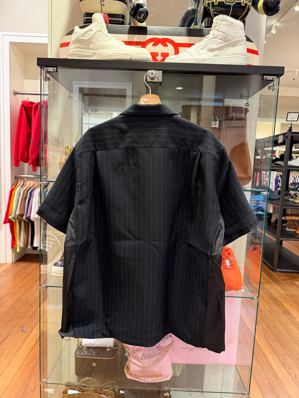 Sacai Chalk Stripe Short Sleeve Shirt - Black/White