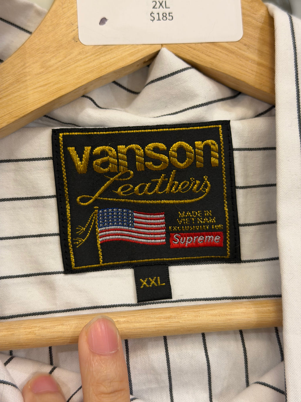 Supreme x Vanson Patchwork Pinstripe Work Shirt - White