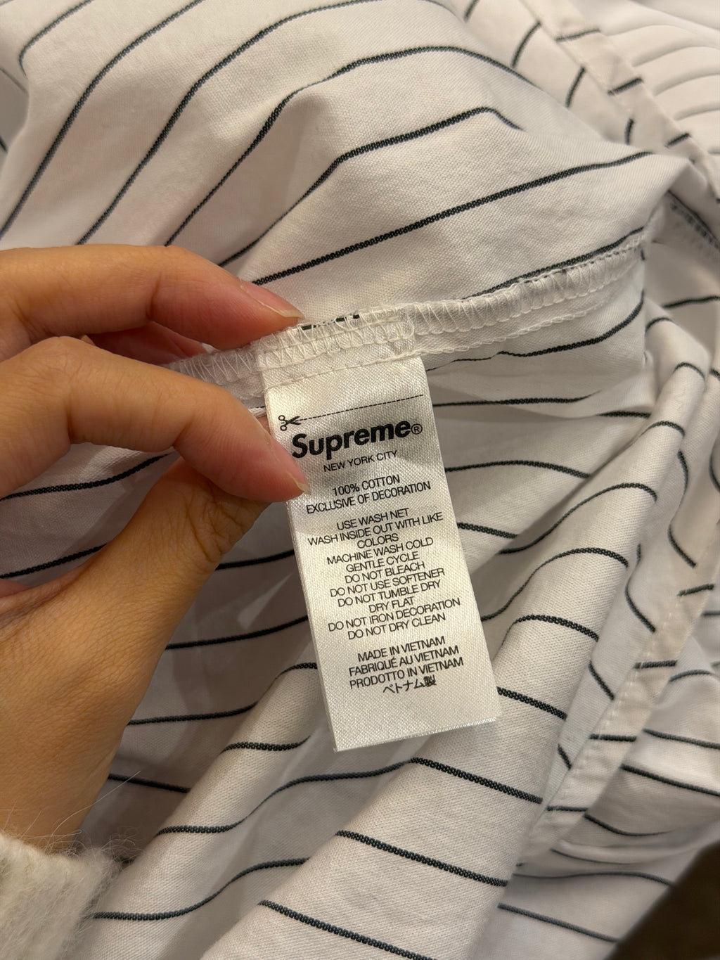 Supreme x Vanson Patchwork Pinstripe Work Shirt - White