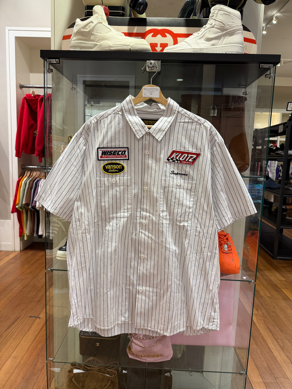 Supreme x Vanson Patchwork Pinstripe Work Shirt - White