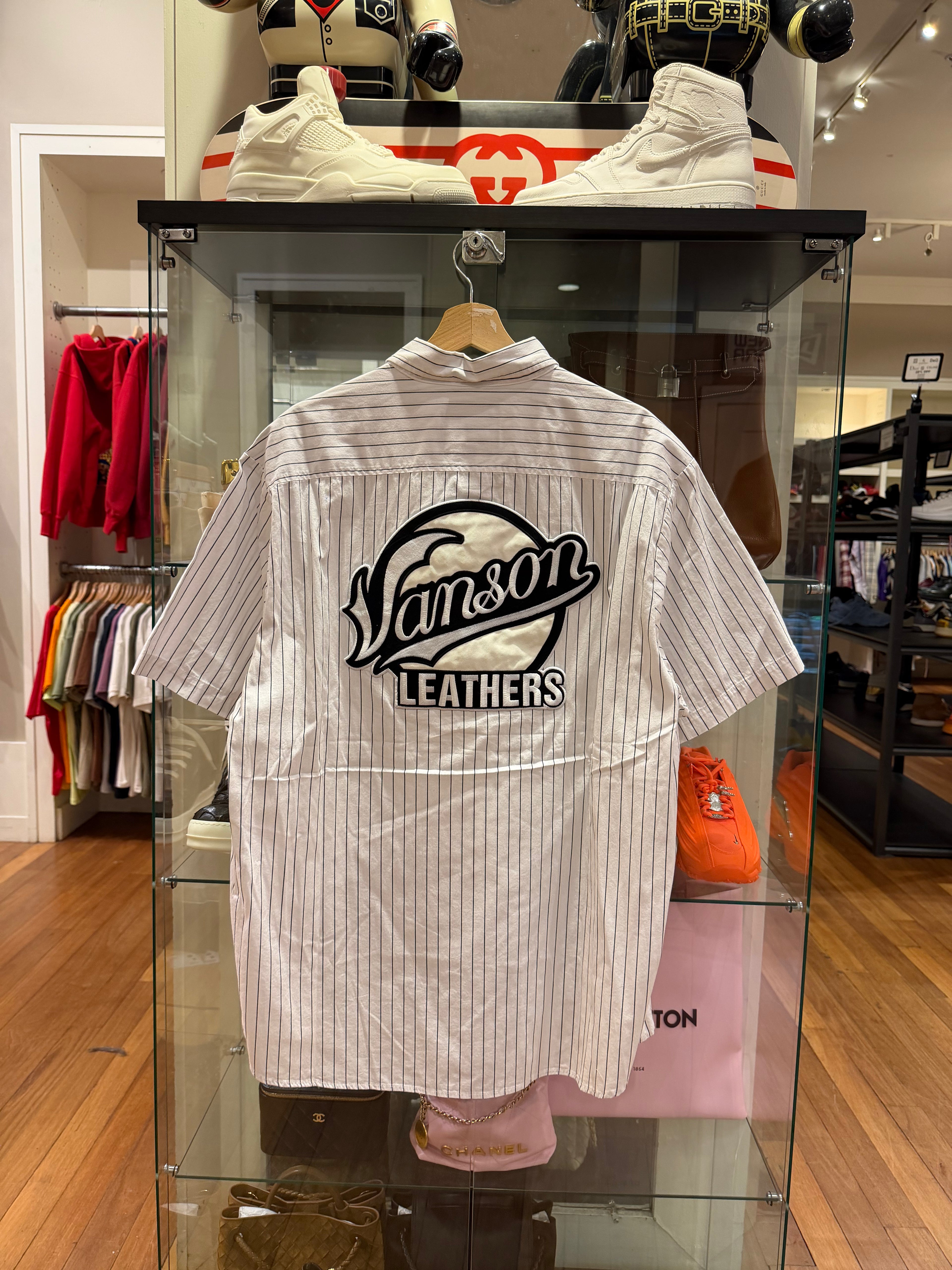 Supreme x Vanson Patchwork Pinstripe Work Shirt - White