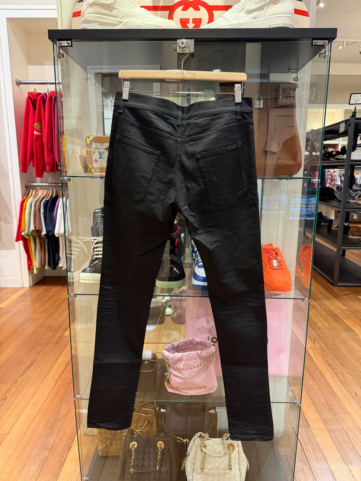 Saint Laurent Oil Coated Denim Skinny Jeans - Black