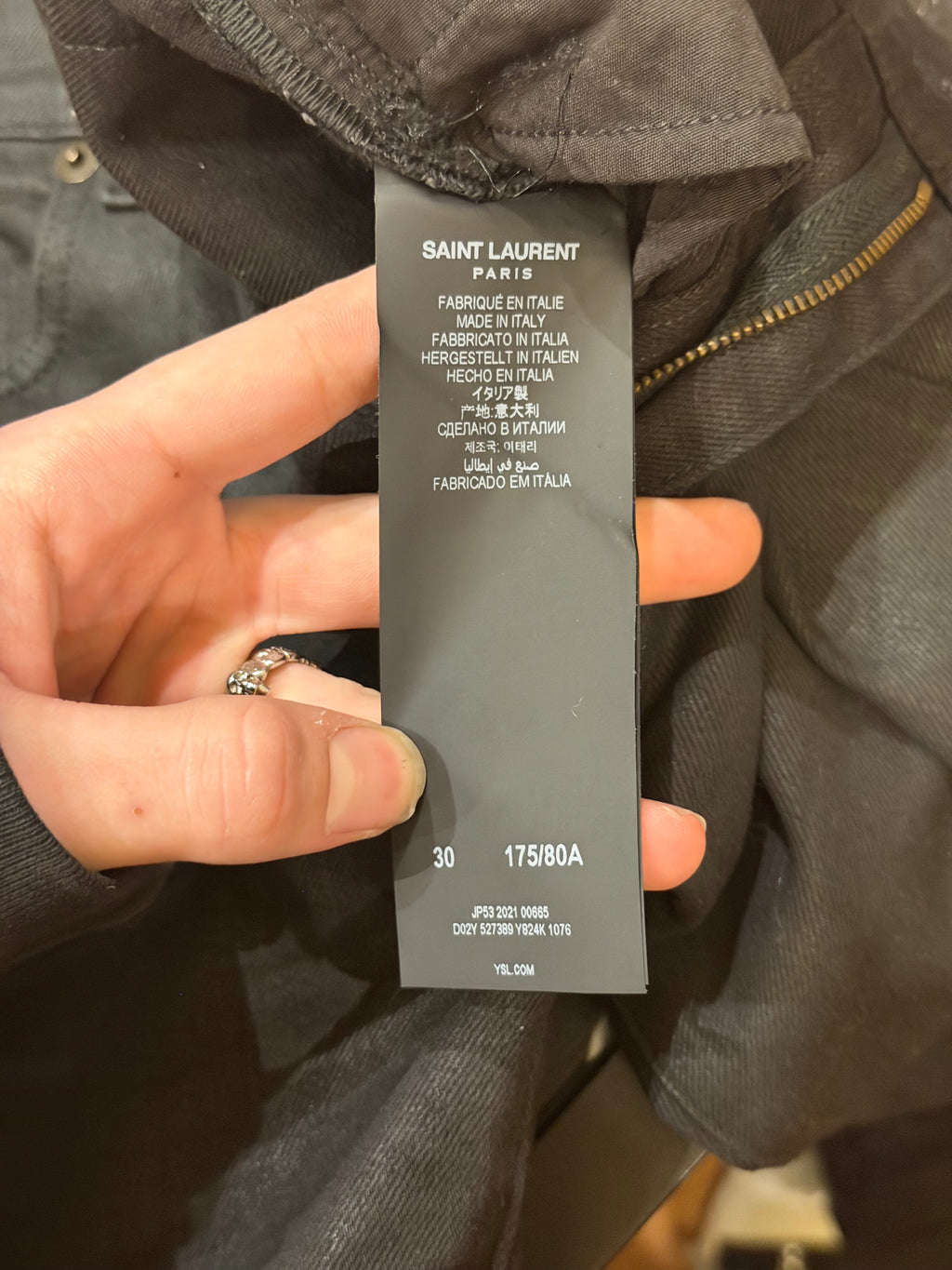 Saint Laurent Oil Coated Denim Skinny Jeans - Black