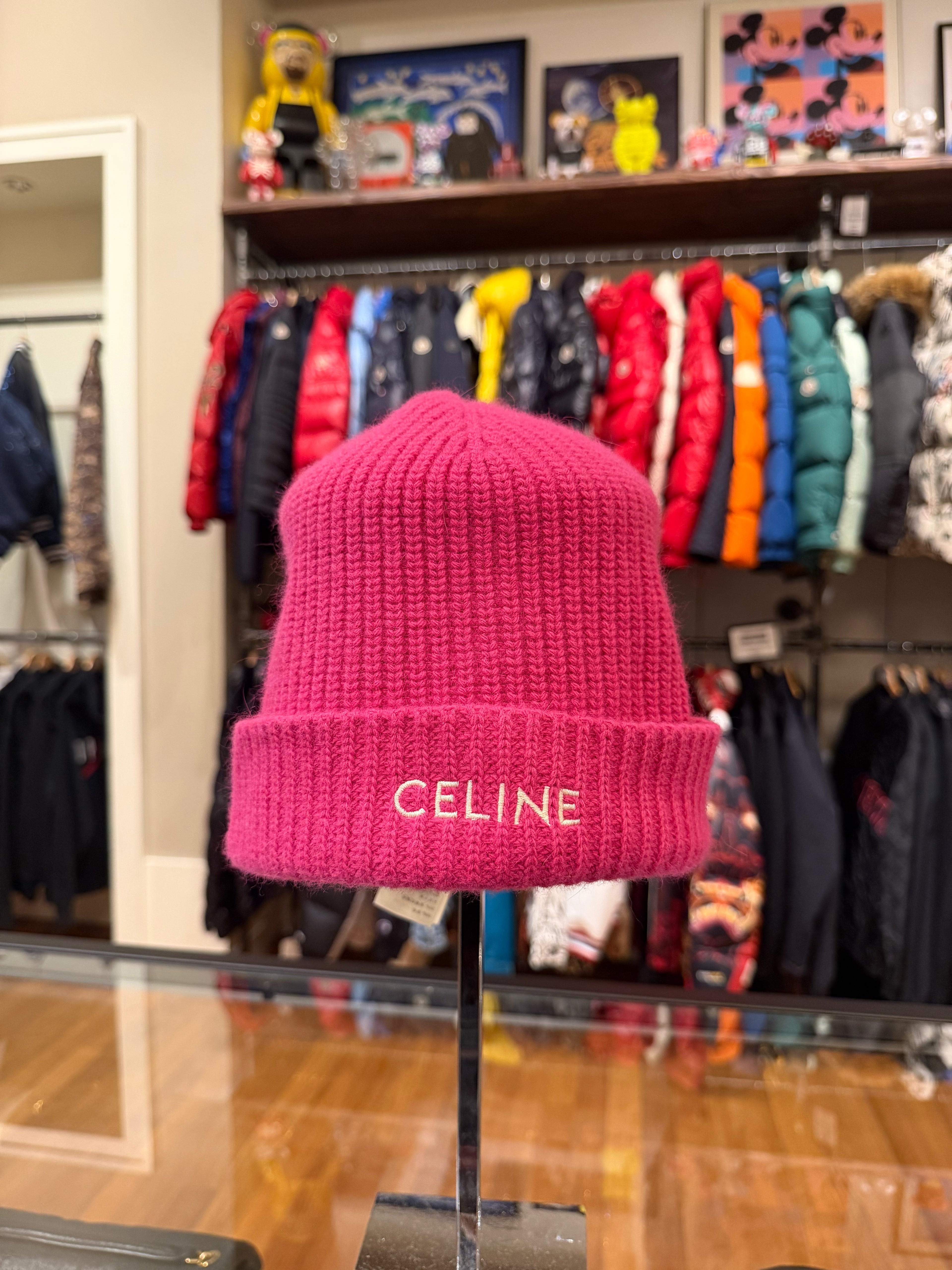 Celine Wool Knit Beanie-Pink
