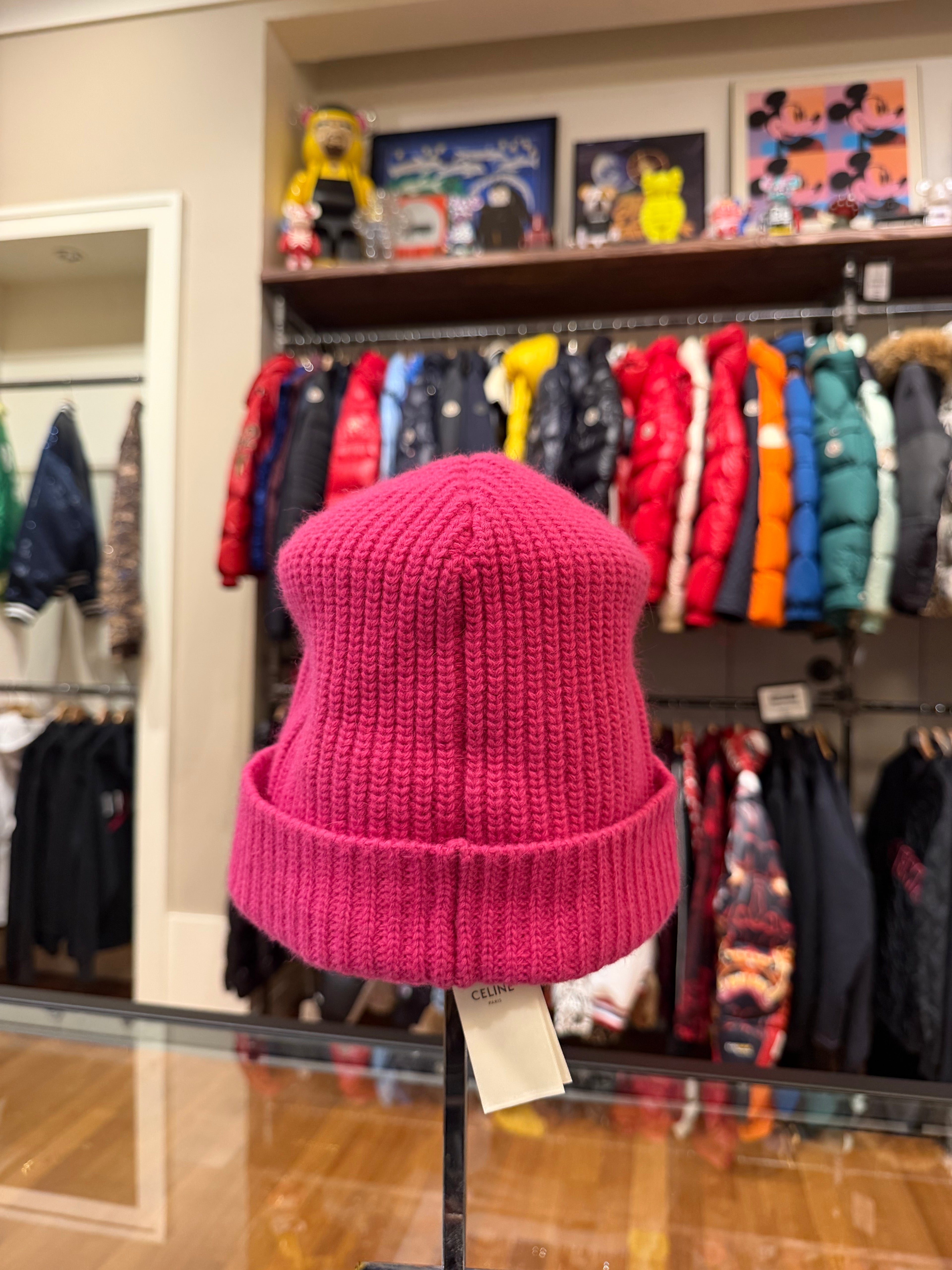 Celine Wool Knit Beanie-Pink