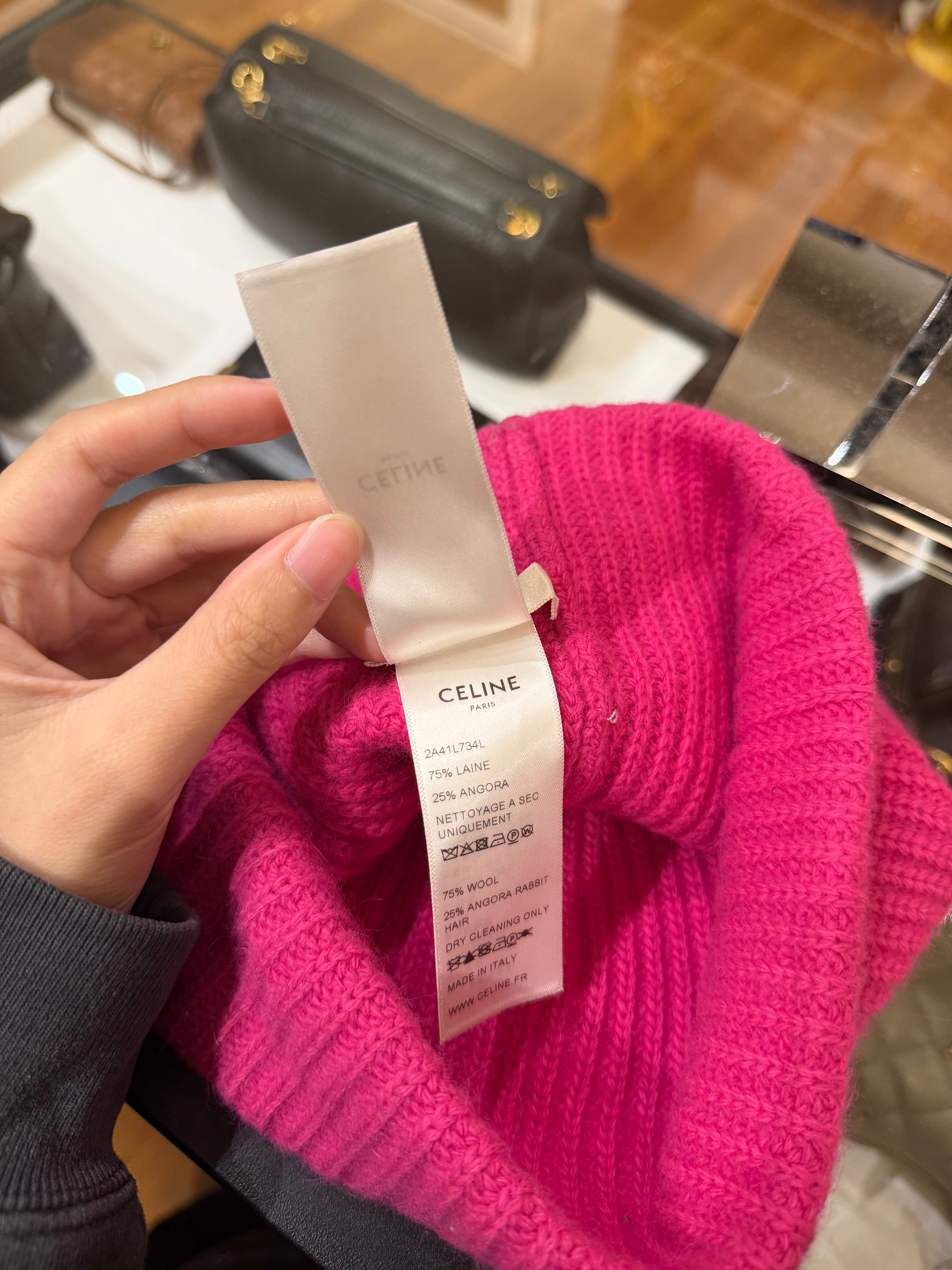 Celine Wool Knit Beanie-Pink