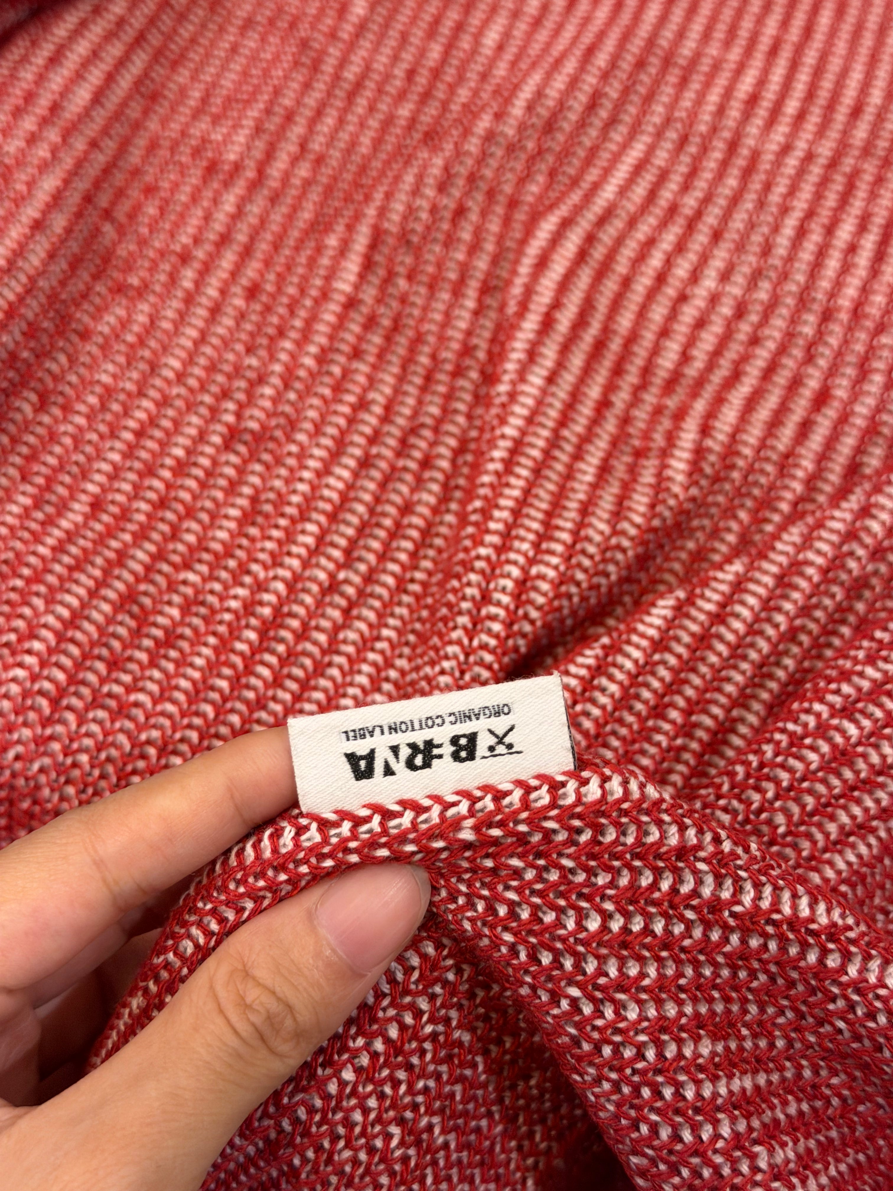 BERNA Organic Cotton Label Patterned Knit Sweater-Red/White