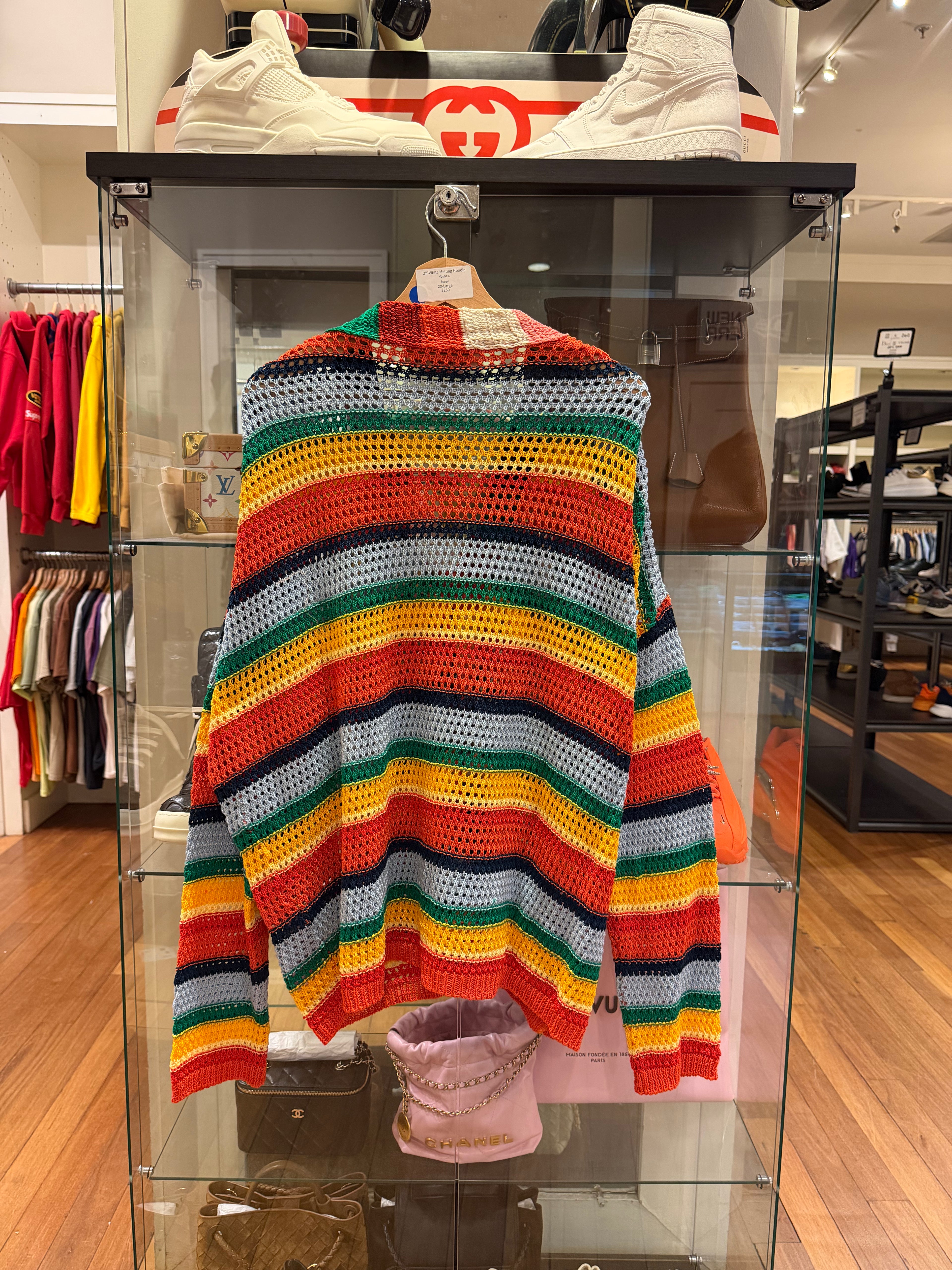 Marni x No Vacancy Inn Men's Multicolor Striped Crochet Cardigan