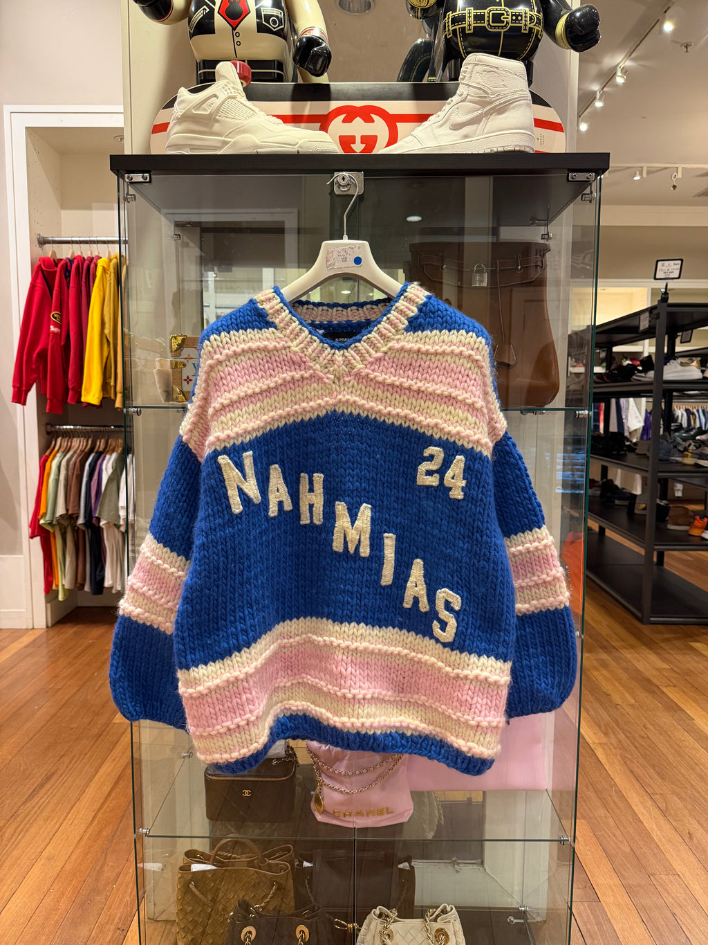 NAHMIAS Knit Hockey Jersey- Pink/Blue