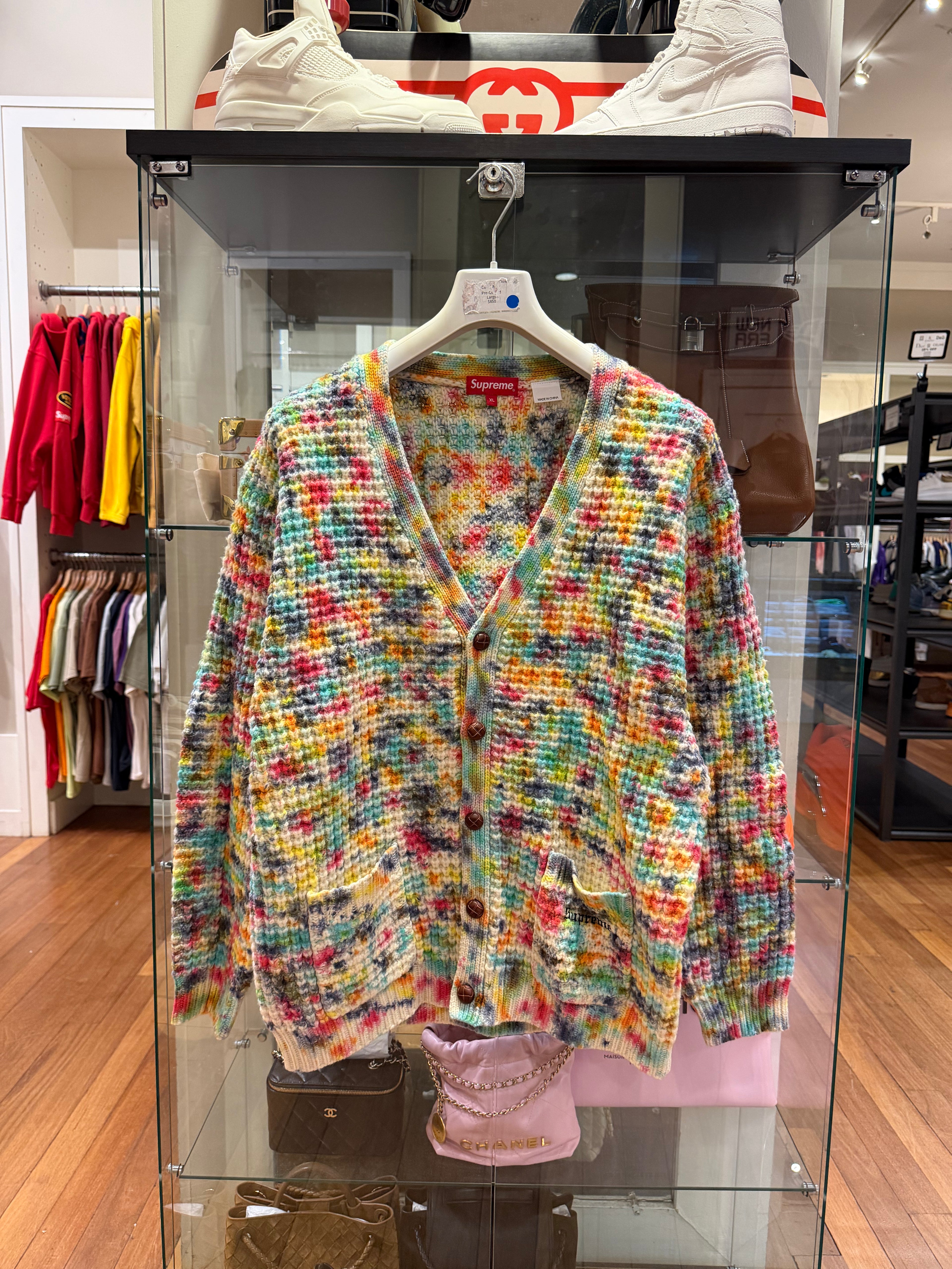 Supreme Waffle Knit Cardigan in Tie Dye