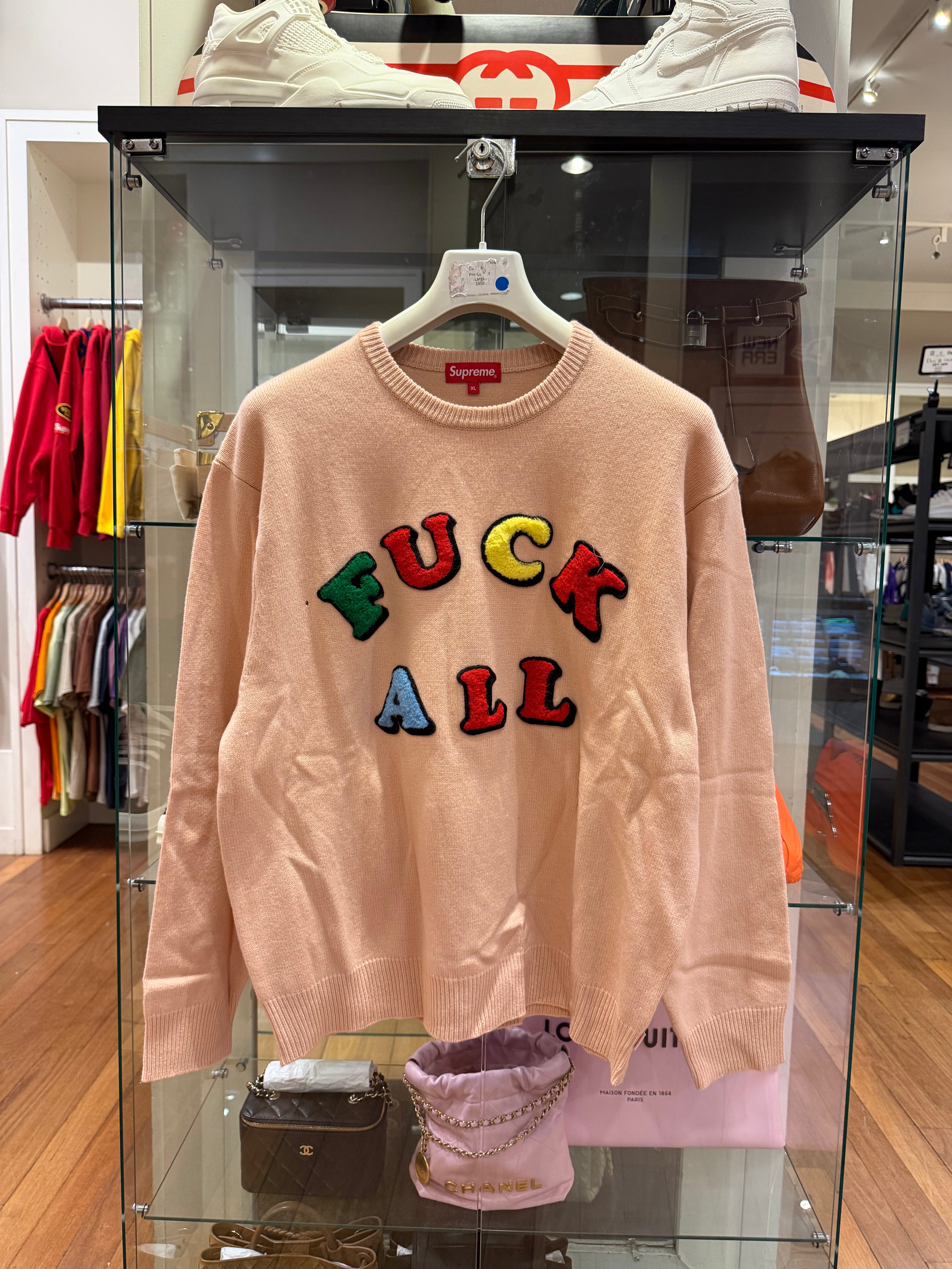 Supreme Jamie Reid Fuck All Sweater- Dusty Pink