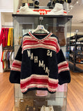 NAHMIAS Chunky Knit Hockey Jersey- Black/Red