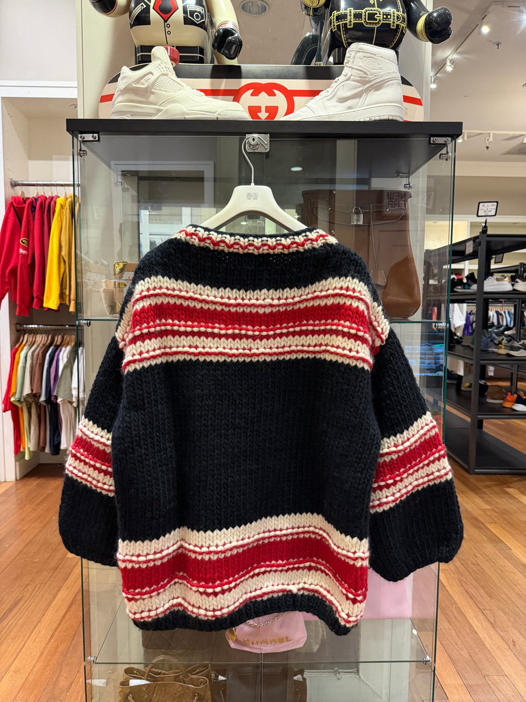 NAHMIAS Chunky Knit Hockey Jersey- Black/Red