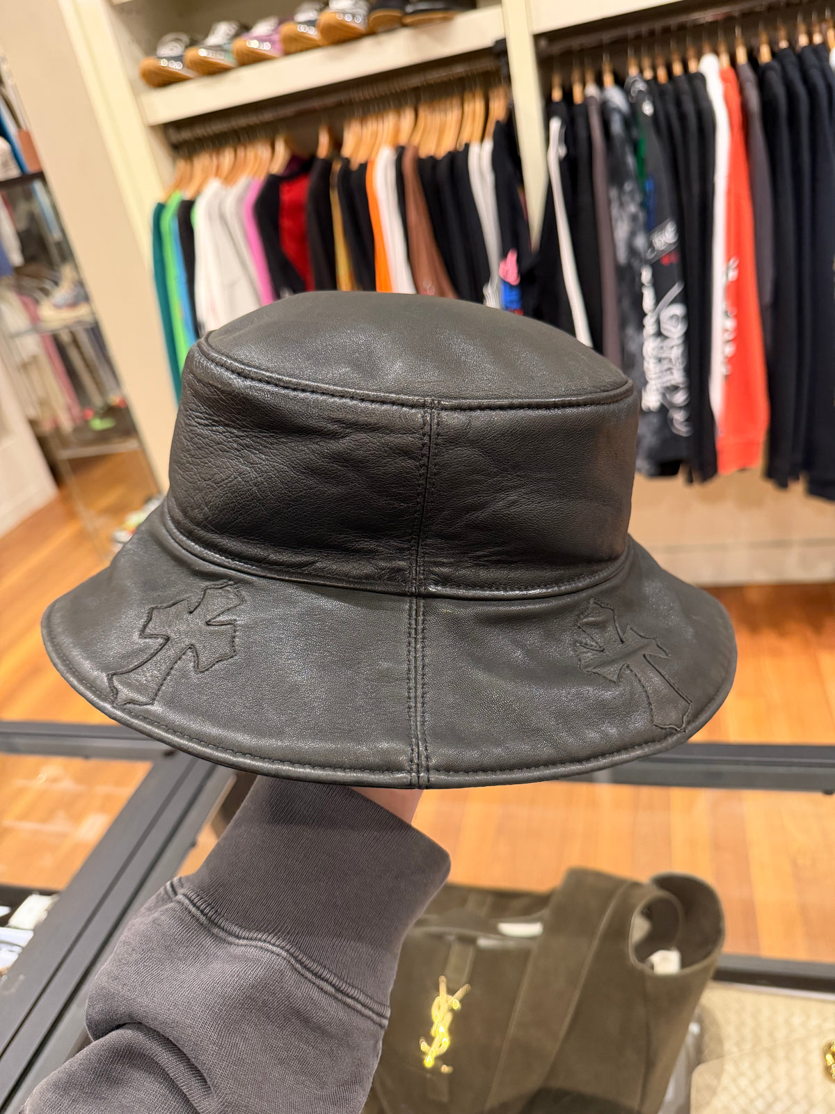 Chrome Hearts Leather Cross Bucket Hat