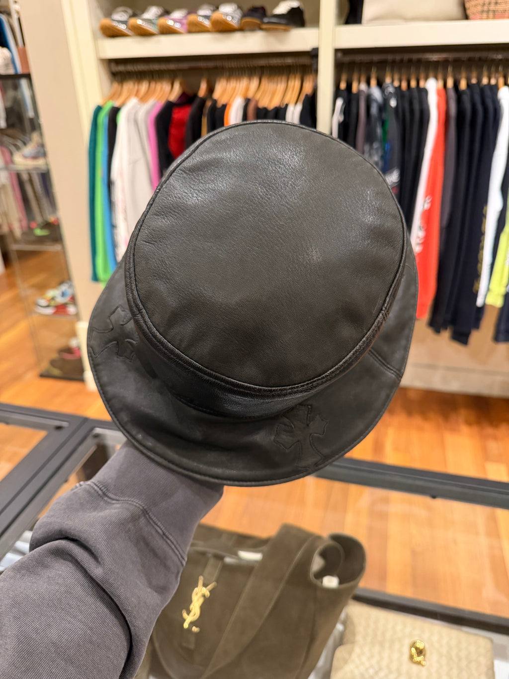 Chrome Hearts Leather Cross Bucket Hat