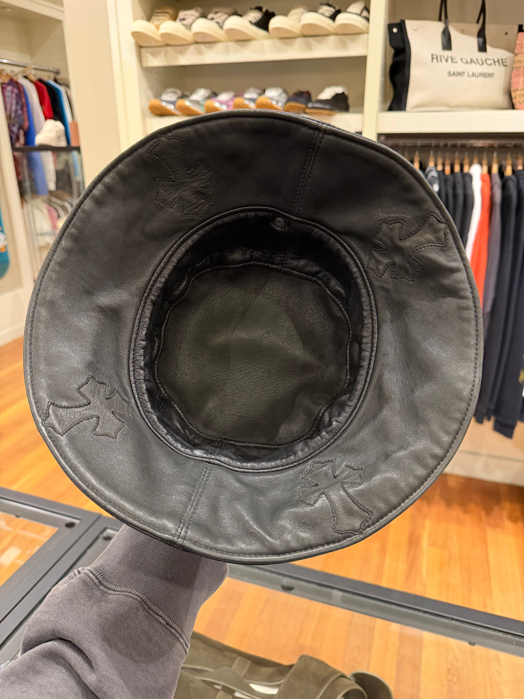 Chrome Hearts Leather Cross Bucket Hat