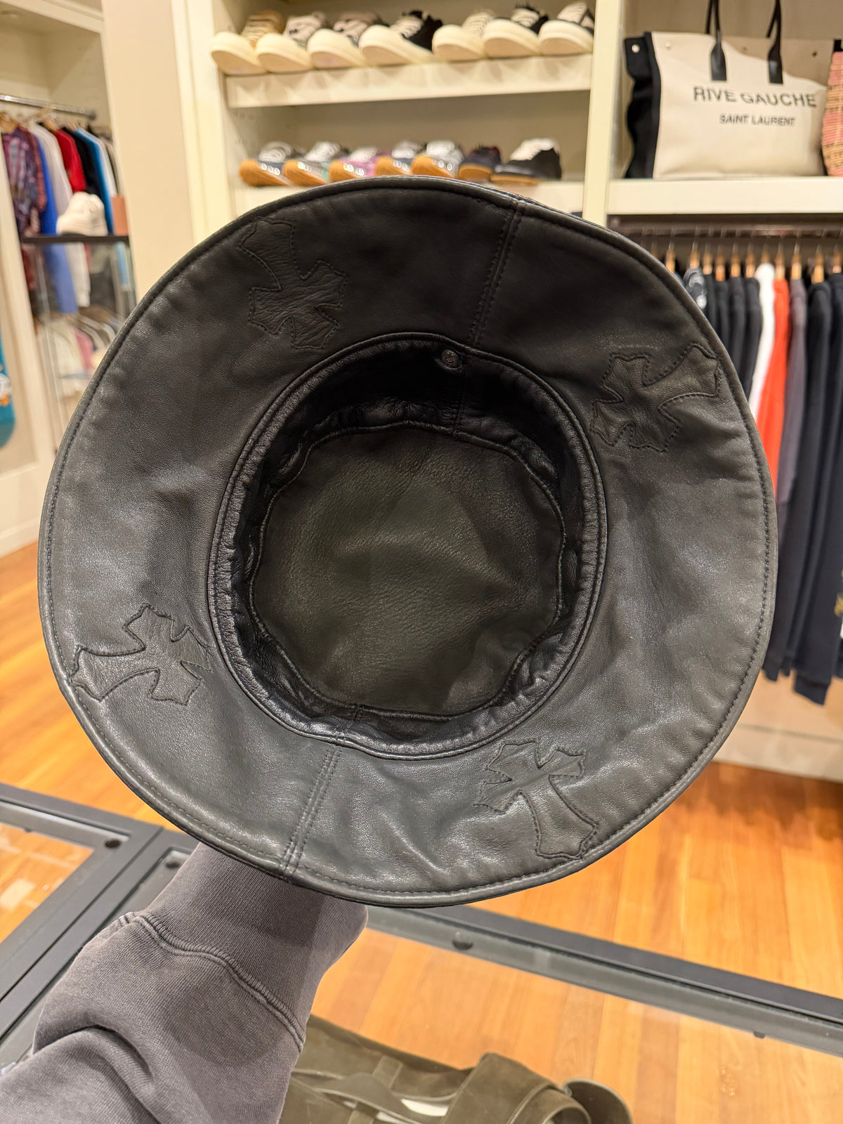 Chrome Hearts Leather Cross Bucket Hat