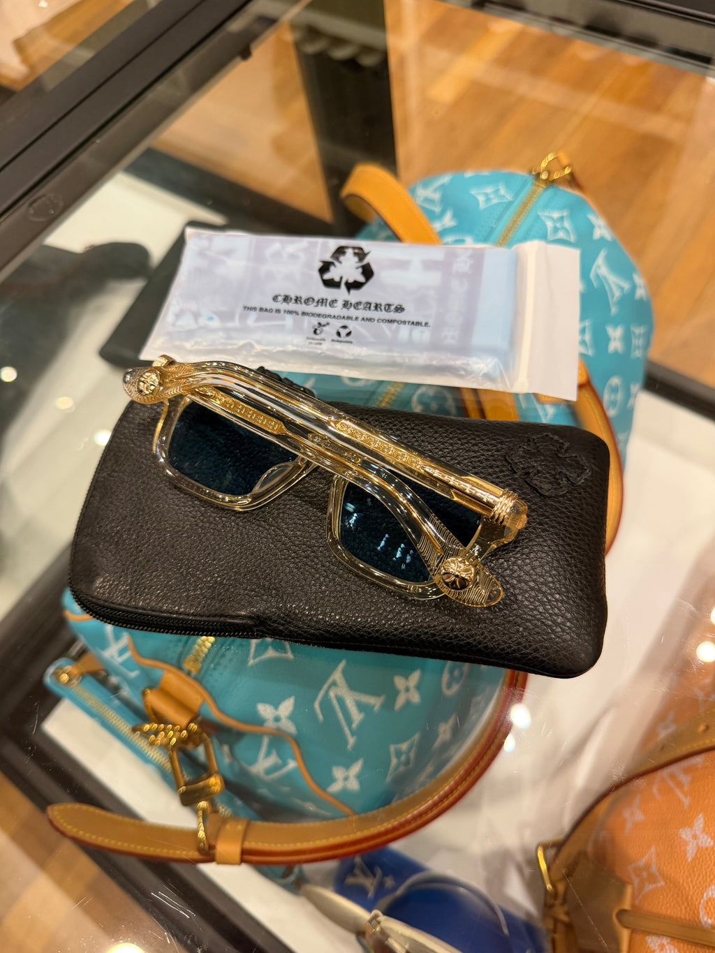 Chrome Hearts ‘Trypoleagain’ Sunglasses - Crystal/Gold