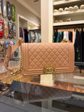 Chanel Quilted Medium Boy Flap Bag - Natural