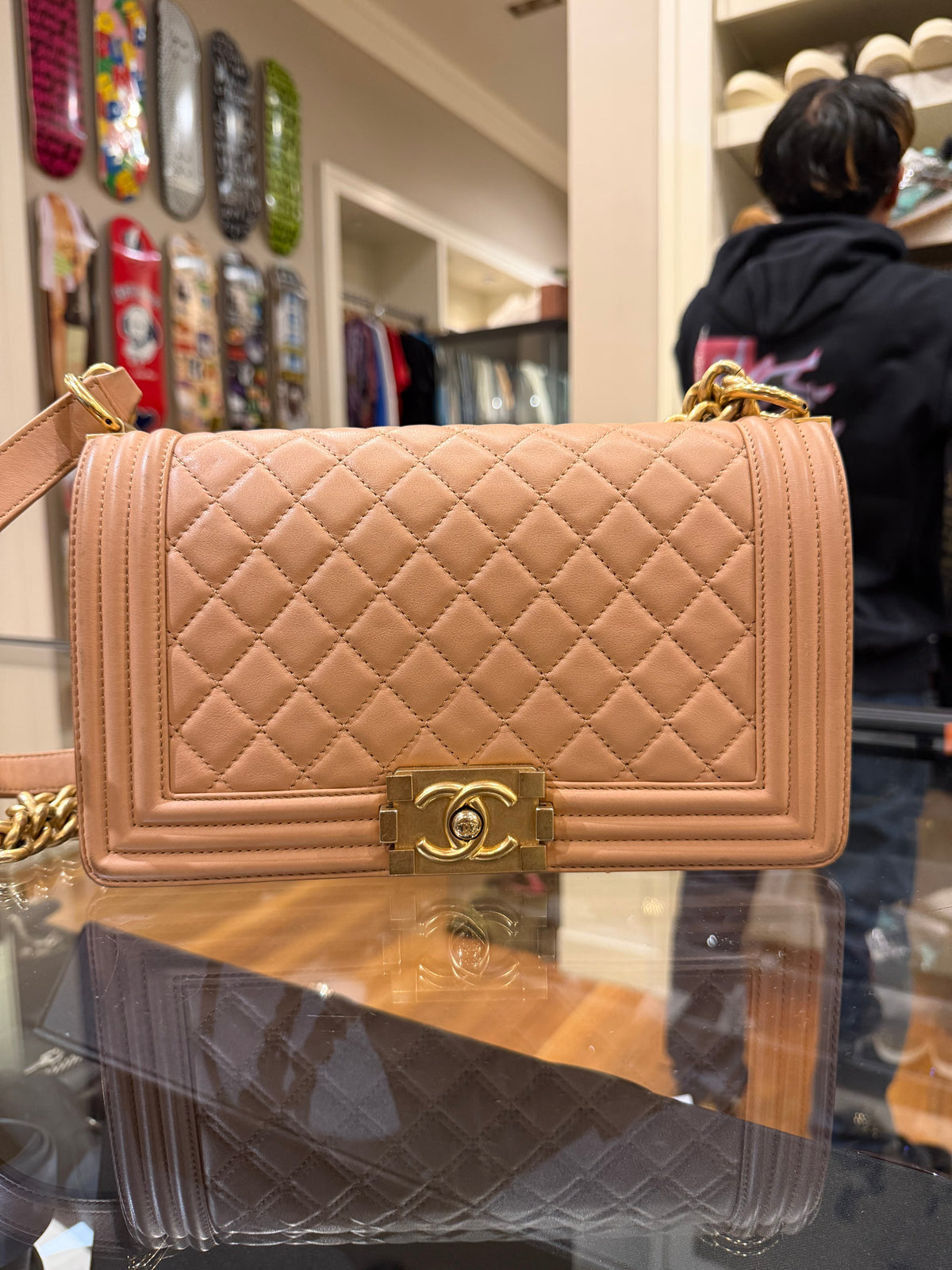 Chanel Quilted Medium Boy Flap Bag - Natural