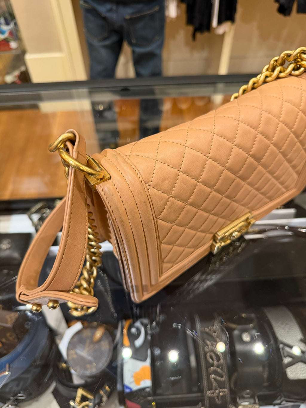 Chanel Quilted Medium Boy Flap Bag - Natural