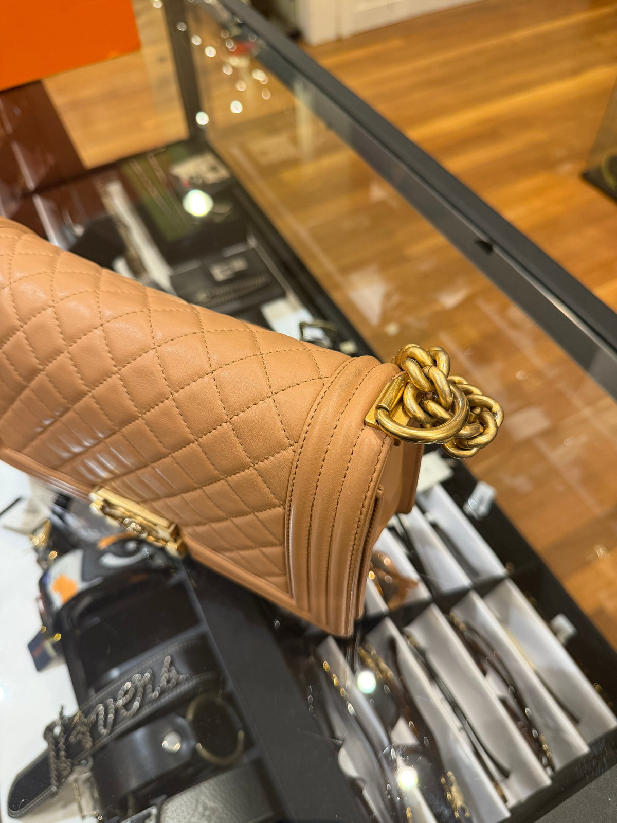 Chanel Quilted Medium Boy Flap Bag - Natural