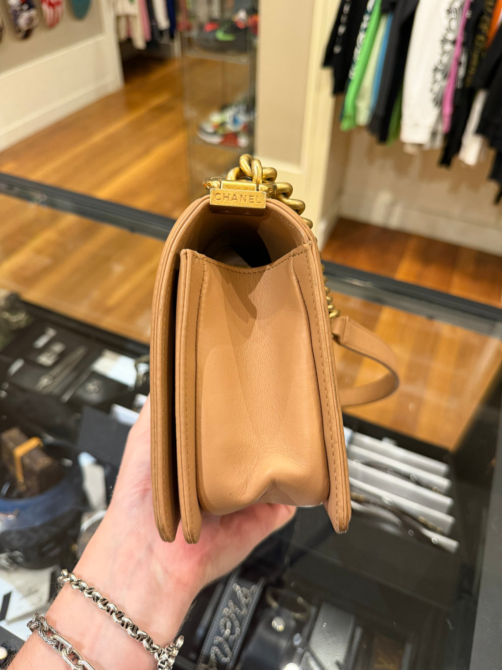 Chanel Quilted Medium Boy Flap Bag - Natural