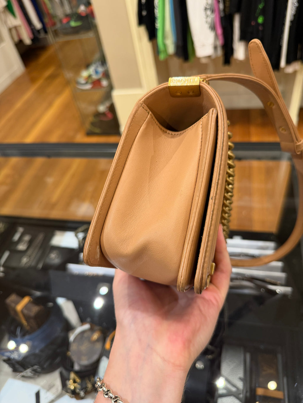 Chanel Quilted Medium Boy Flap Bag - Natural