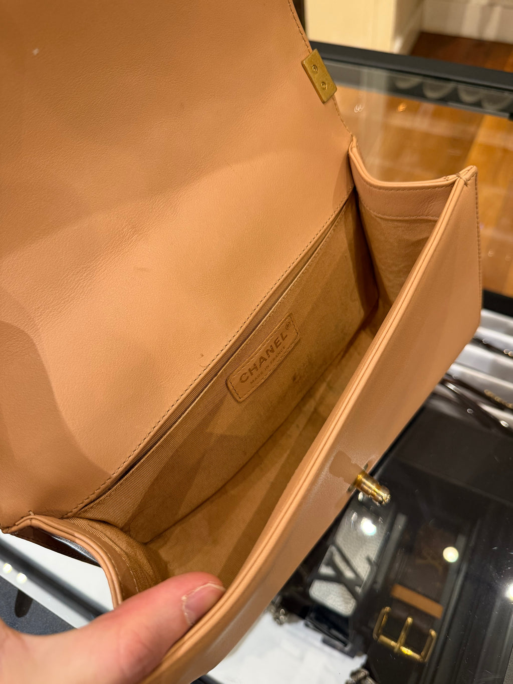 Chanel Quilted Medium Boy Flap Bag - Natural