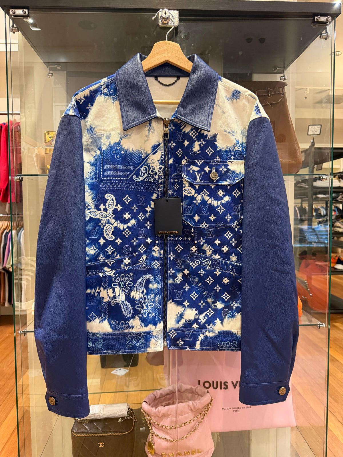 Louis Vuitton Blue Bandana Mixed Leather Jacket