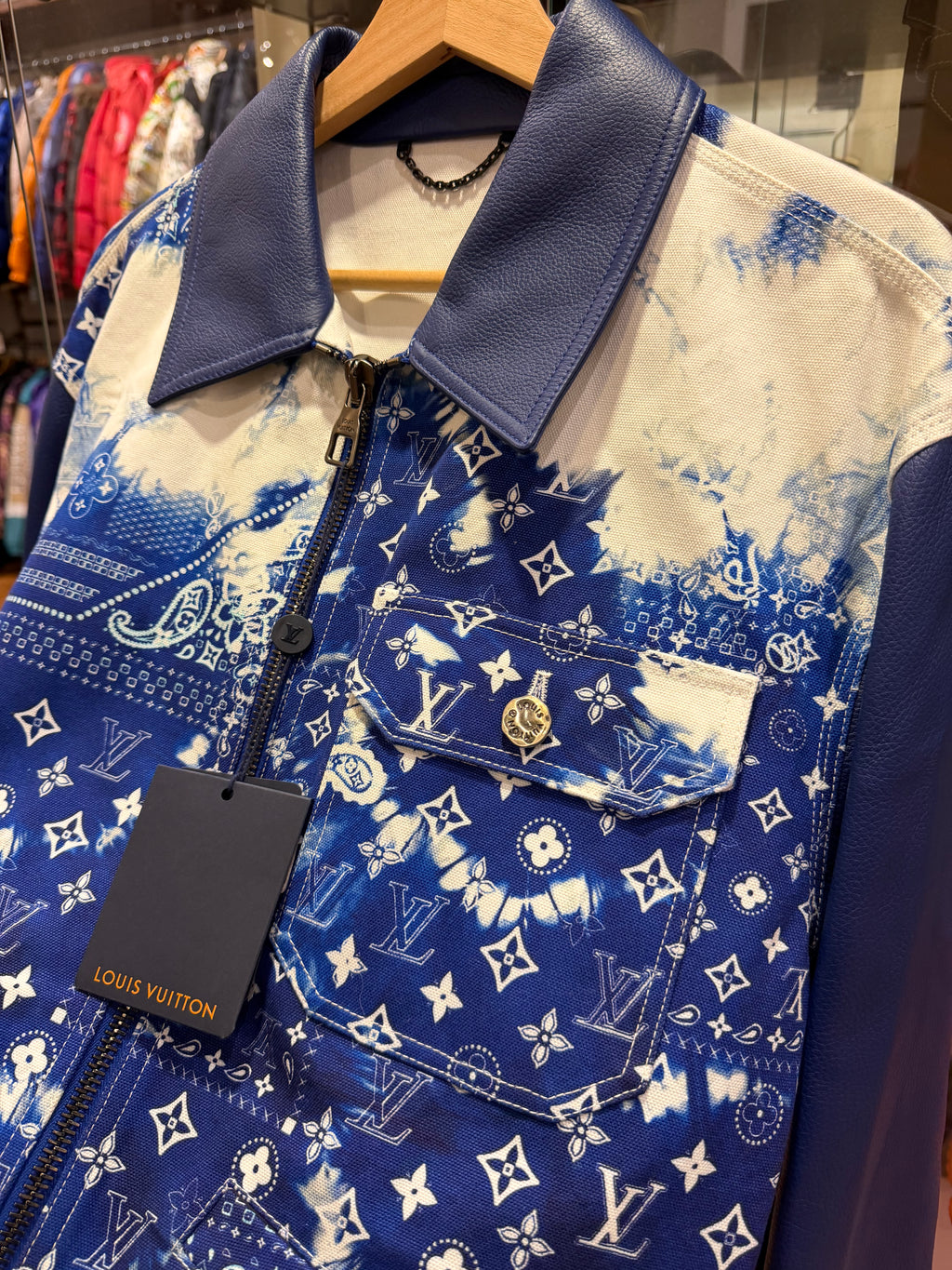 Louis Vuitton Blue Bandana Mixed Leather Jacket