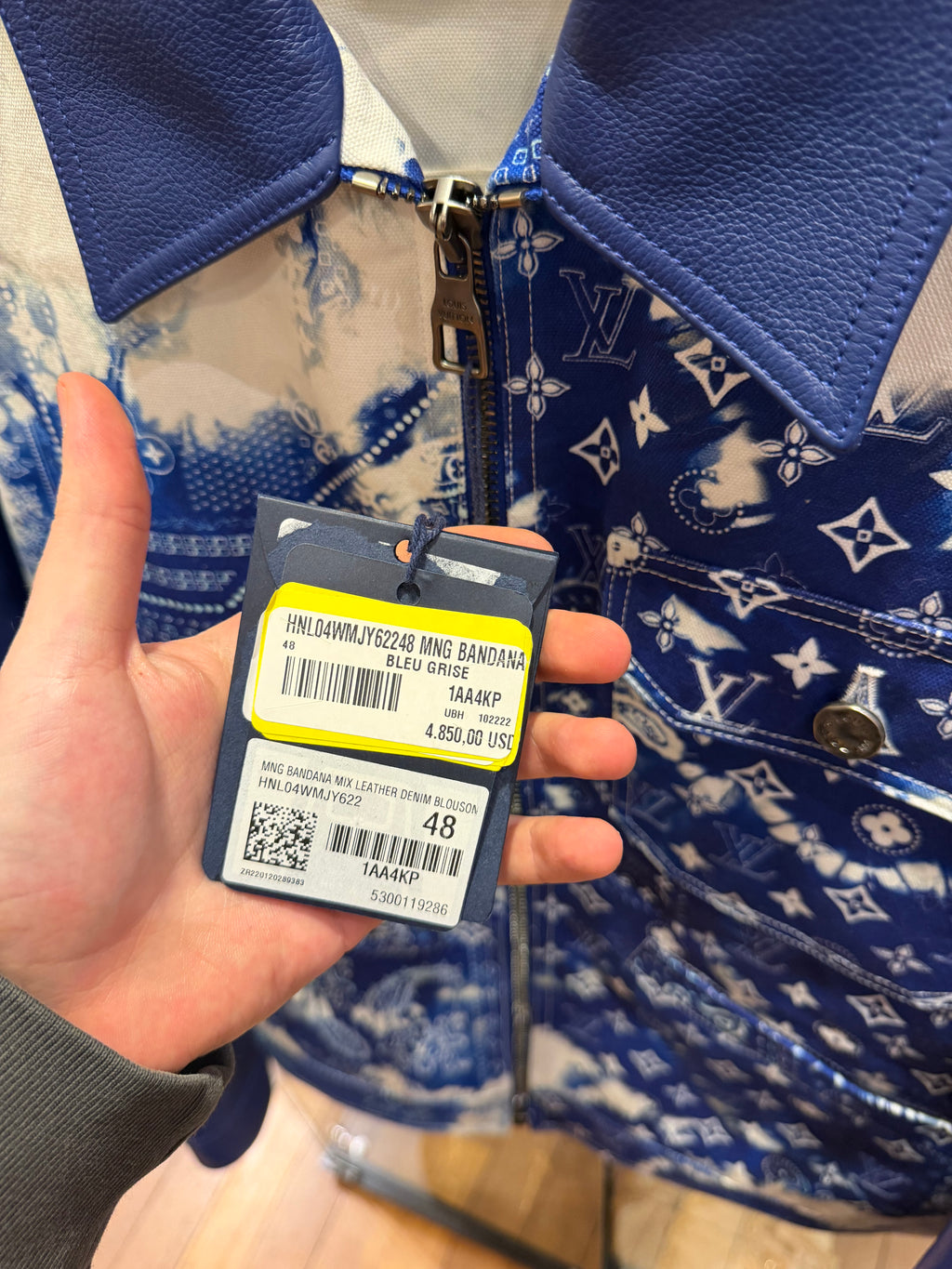Louis Vuitton Blue Bandana Mixed Leather Jacket