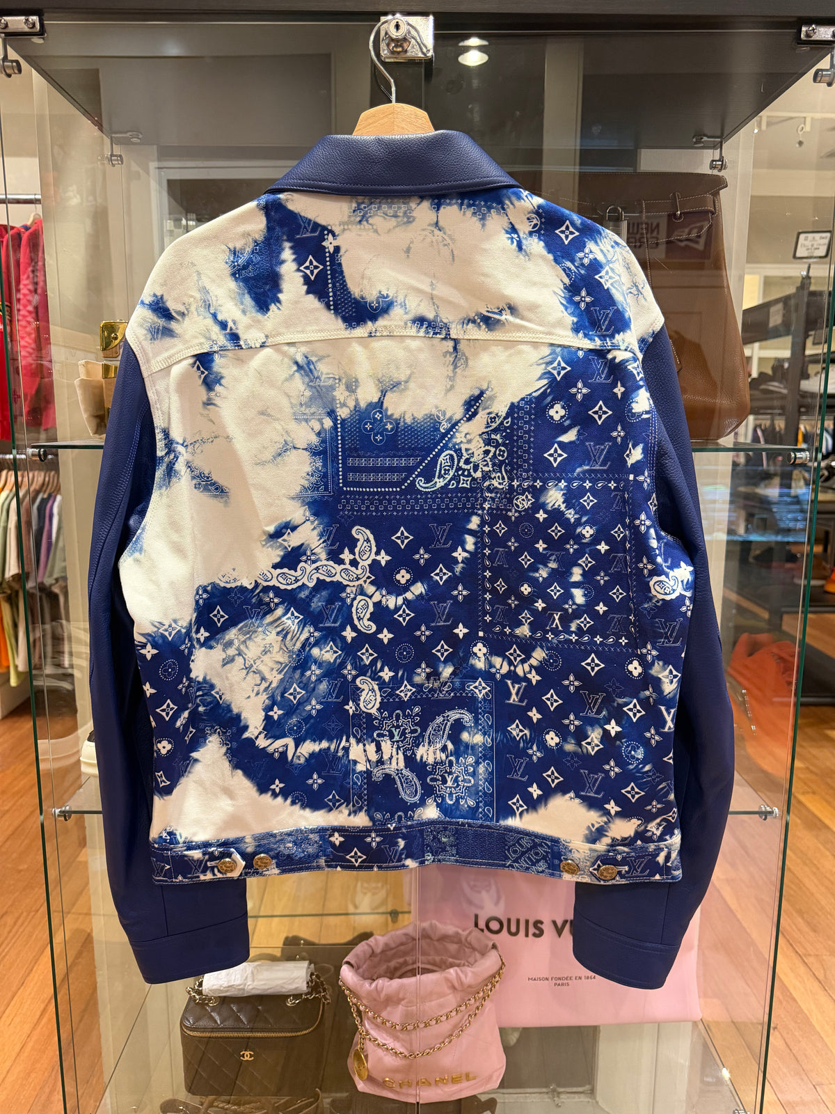 Louis Vuitton Blue Bandana Mixed Leather Jacket