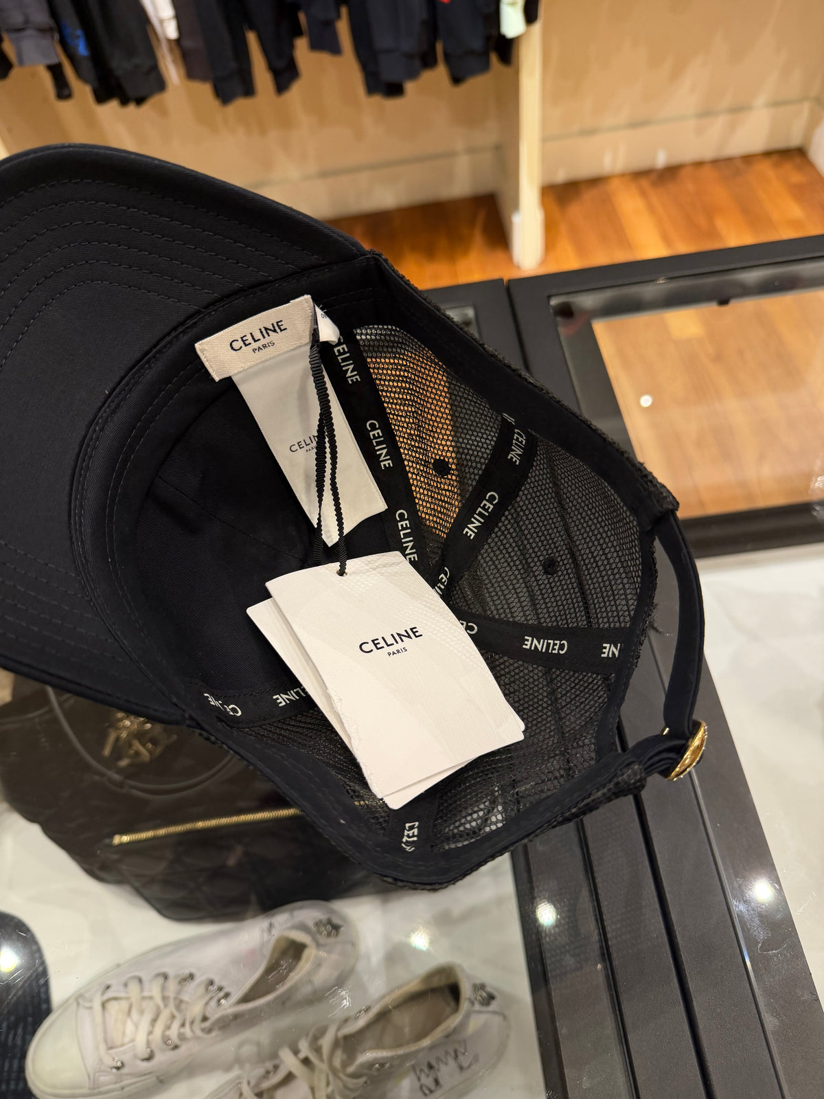 Celine Gold Sequin Cap - Black