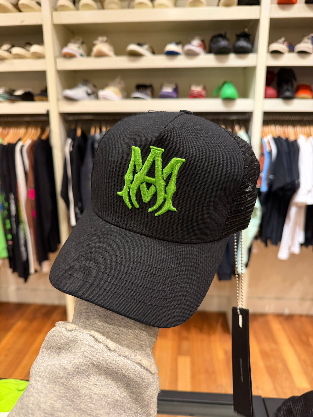 Amiri MA Logo Trucker Hat - Black / Green